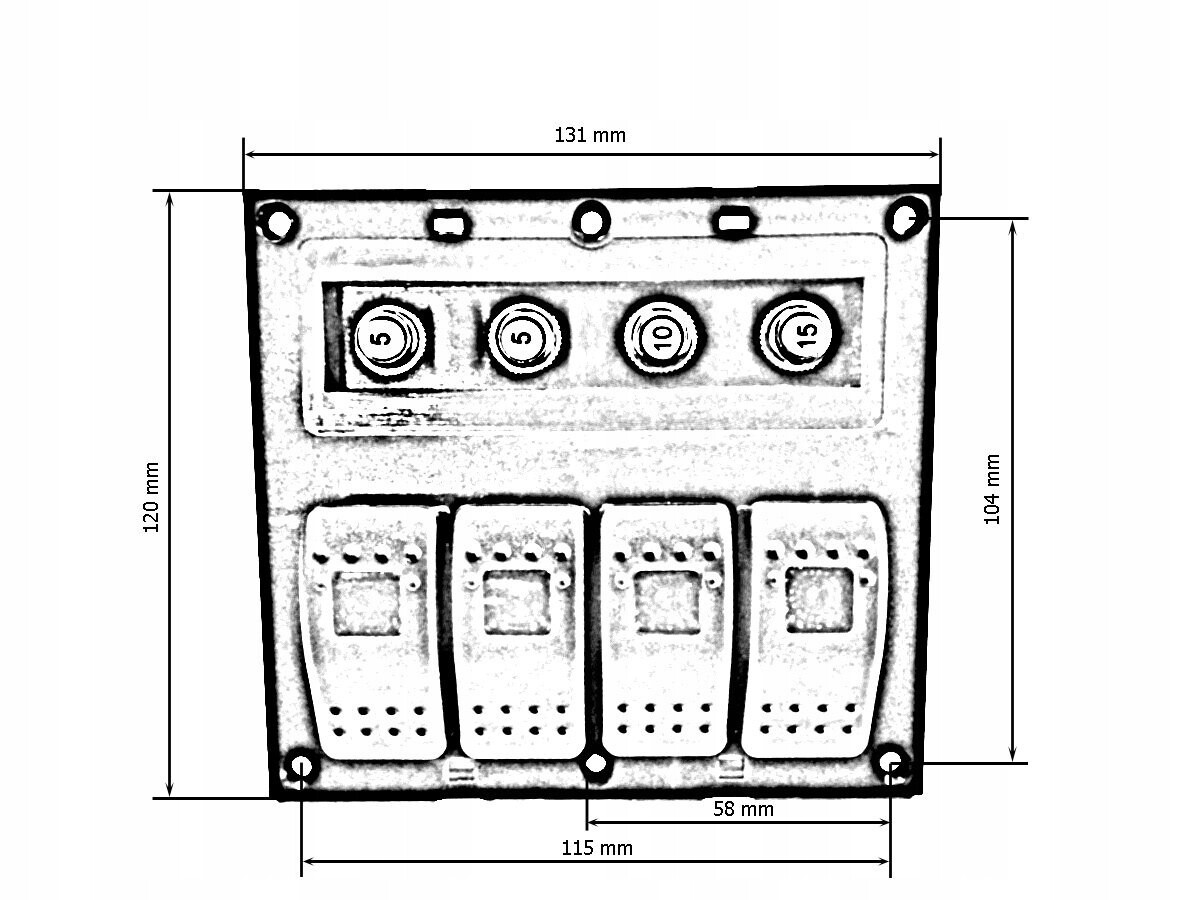 switch 12 / 24v ip68 on-offx4 4xb 2x5a 1x10a 1x15a M-10005