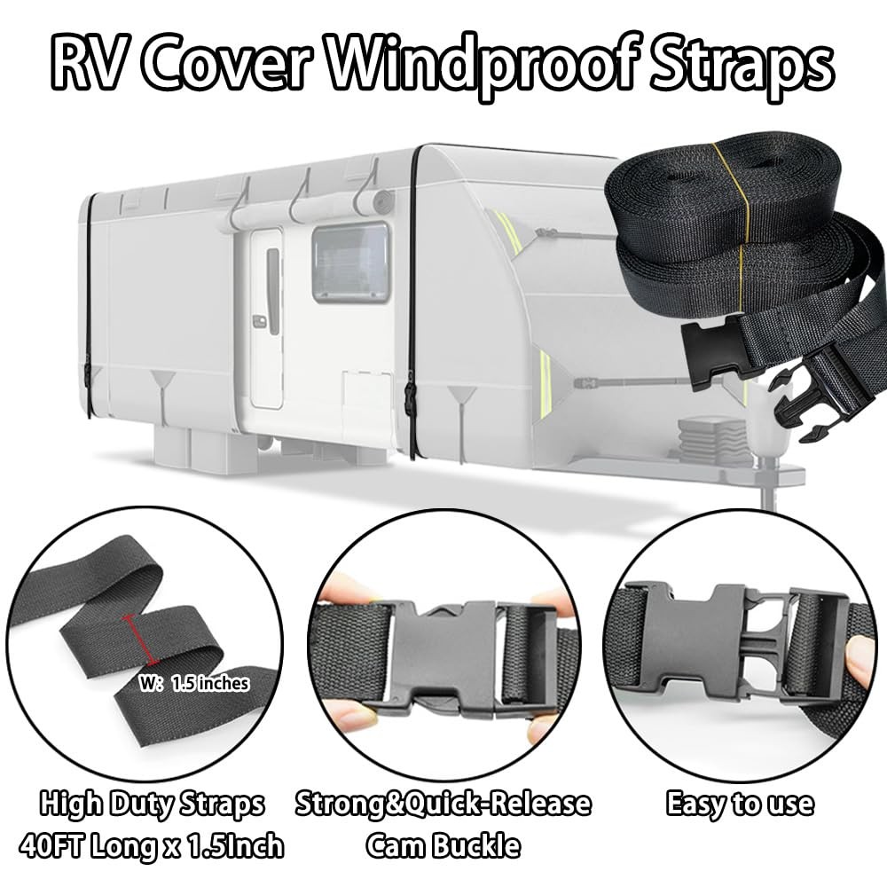 2Pack 40FTx1.5in RV Cover TieDown Straps Heavy Duty Adjustable Cam Buckle