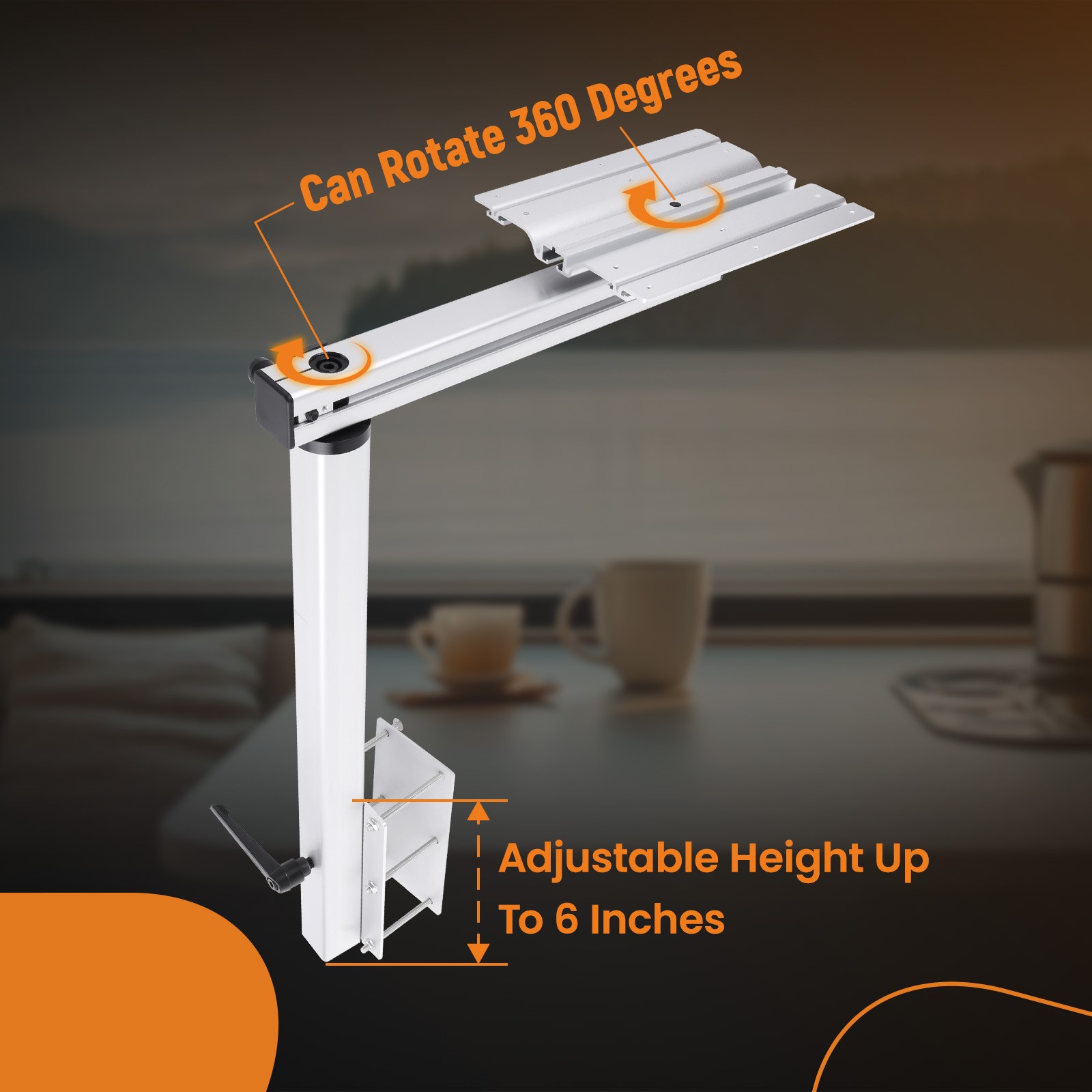 Adjustable Swivel Mount Table Leg for Marine Boat RV Yacht 360° Rotation
