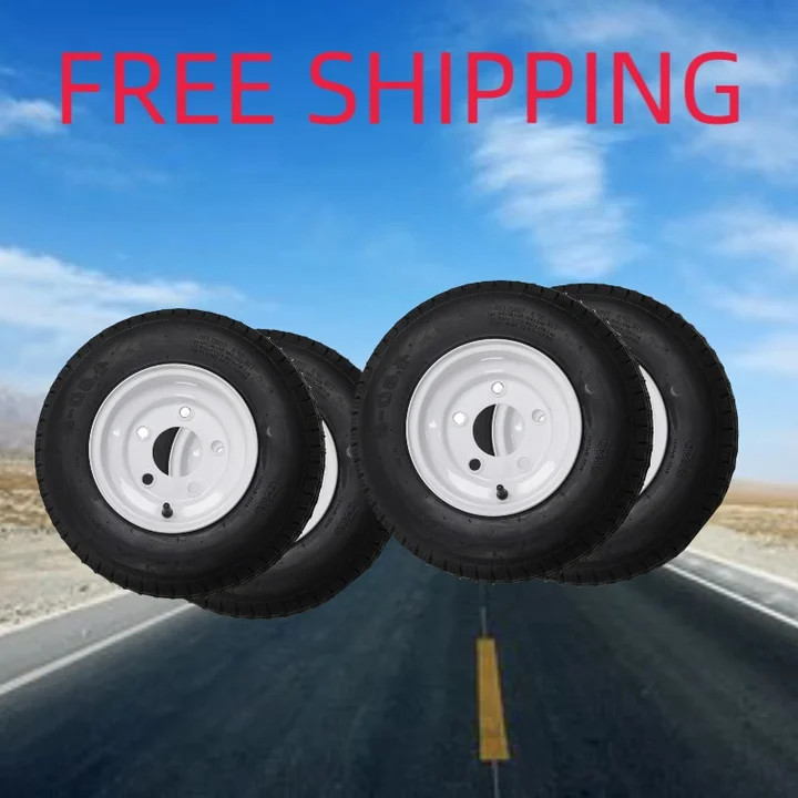⭐4.80-8 4.80×8 480-8 4.80-8 Trailer Tires w/8 in Rims 5 Lug on 4.5in Wheels SET4