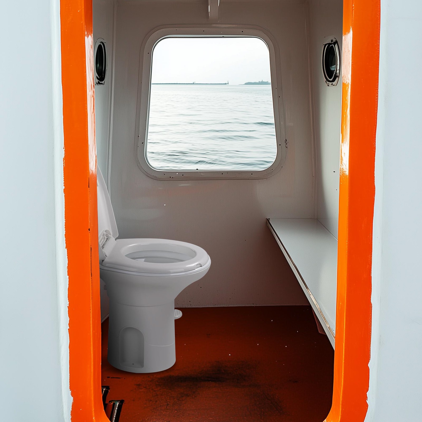 RV Toilet Porcelain Enamel Gravity Flush Camper Trailer Toilet Travel
