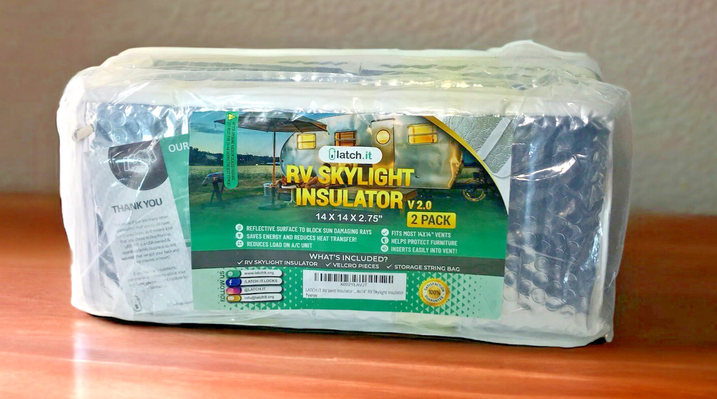 LATCH.IT RV Skylight Cover 2-Pack 14x14x2.75″ Insulator Shade Reflective NEW