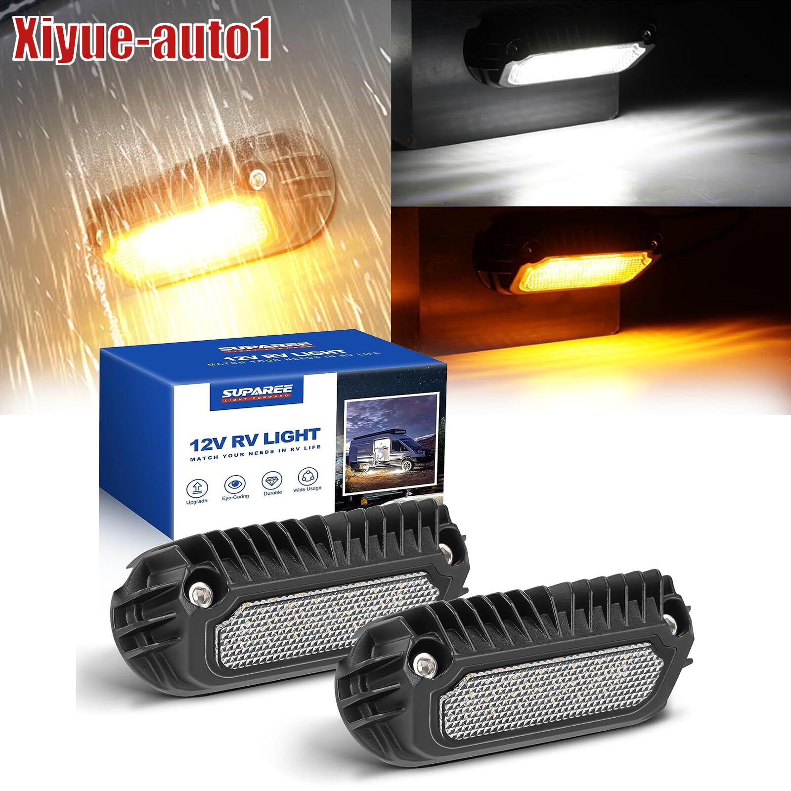 2pcs RV LED Awning Porch Lights Boat Trailer Home Yard Exterior Lamp Fixture 12V