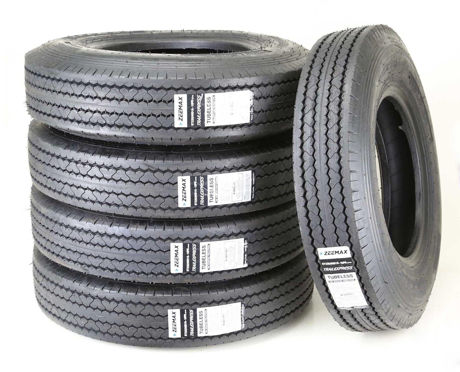 5 New ZEEMAX Heavy Duty Trailer Tires ST225/90D16 /7.50-16 10 PR LR E