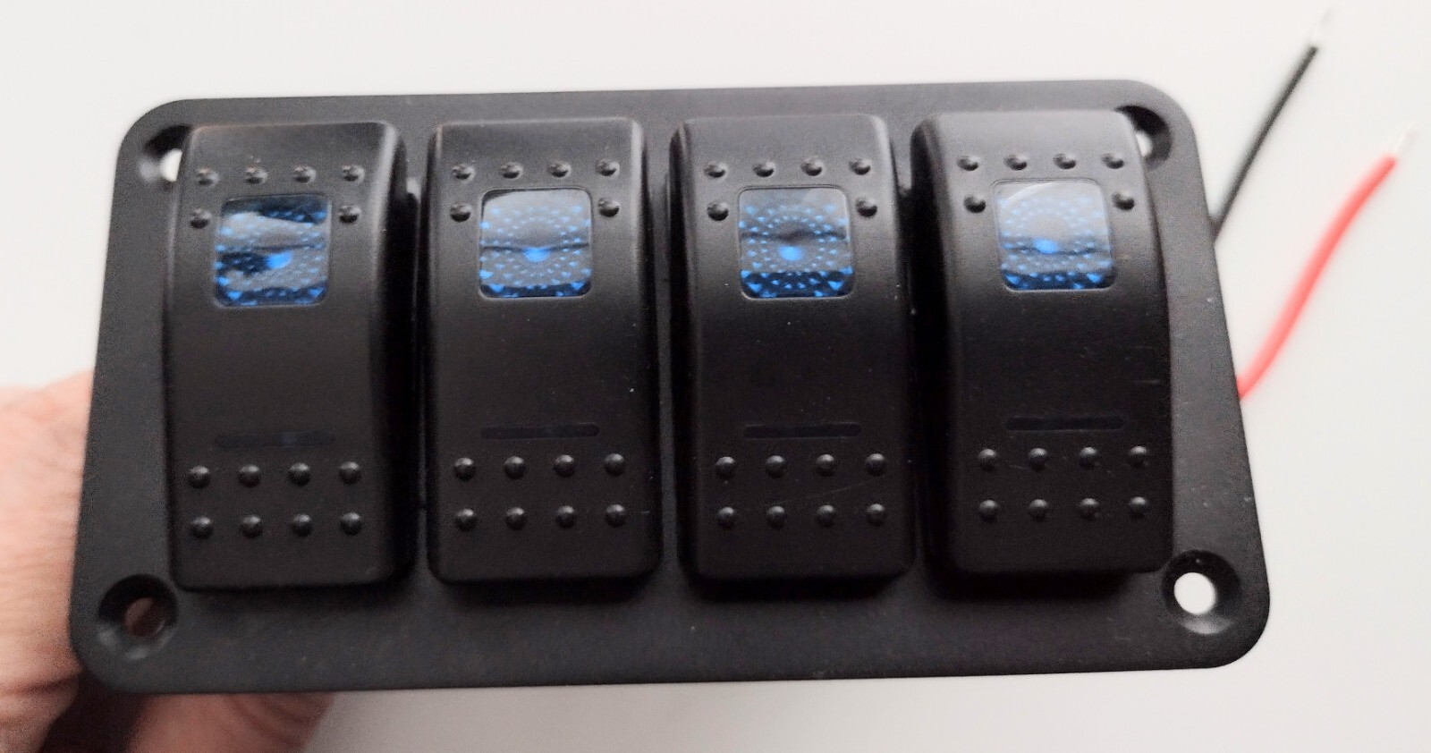 12V-24V Car Boat Marine RV Truck Blue LED 2,3,4 Gang Toggle Rocker Switch Panel