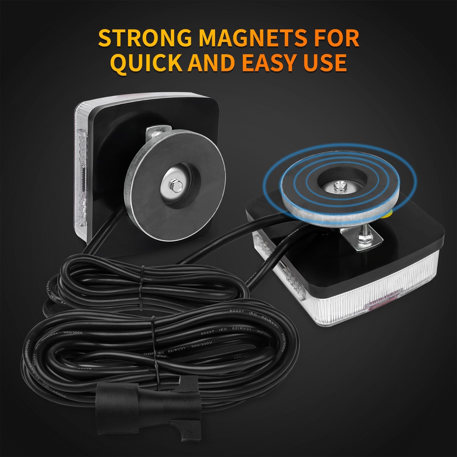 Magnetic Trailer Light Kit 24ft Cable 7 Pin Plug IP68 Waterproof DOT WUSHIXAN
