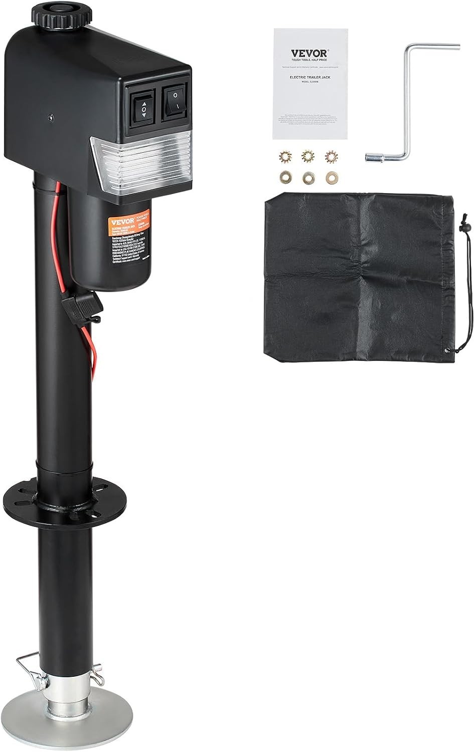 Electric Tongue Jack 3500lbs Capacity – Adjustable 9.84″-33.85″ with Waterpro…