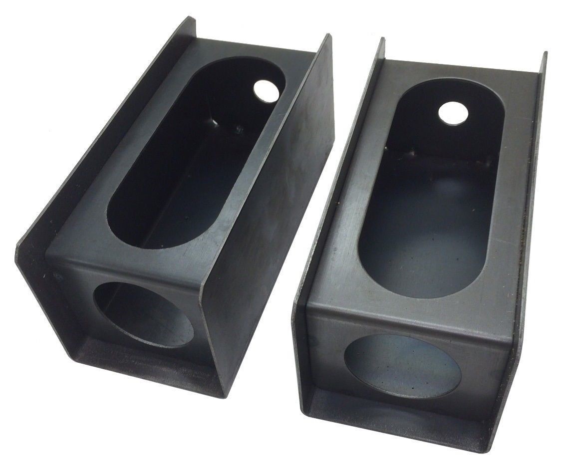 Set of 2 steel trailer 6″ oval tail light/2″ round side light mount boxes -24013