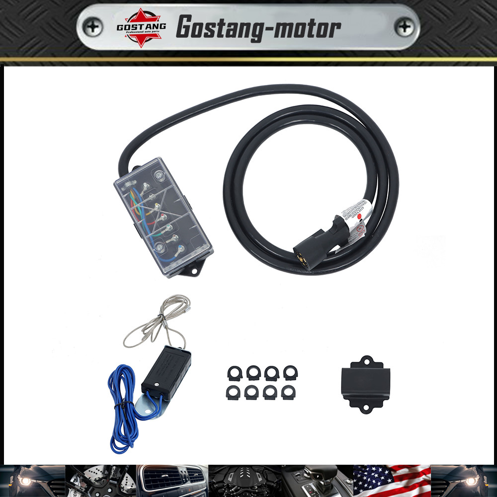 For 7-way 7-pin trailer cable-8FT with Junction Box + Wiring Harness Kit