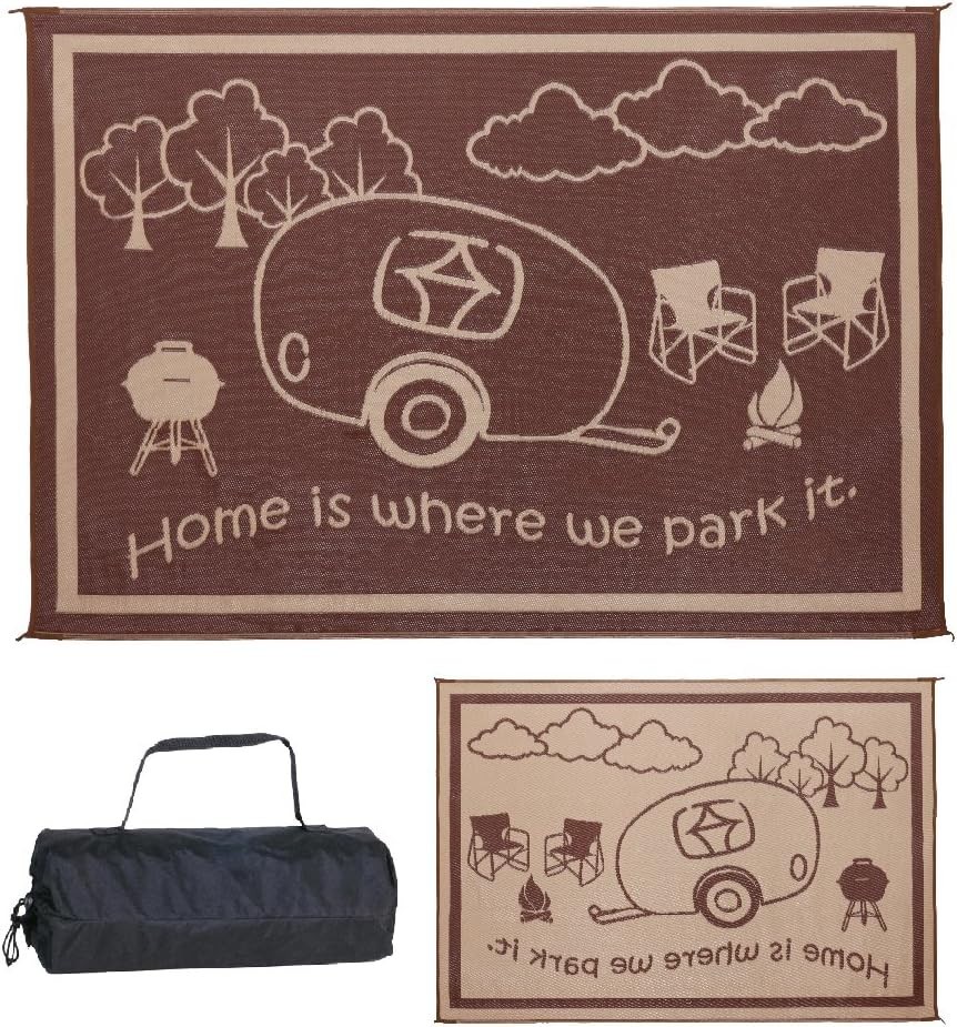Lightweight and Stylish 8′ x 11′ Reversible Mat – Perfect for Gardens & RVs