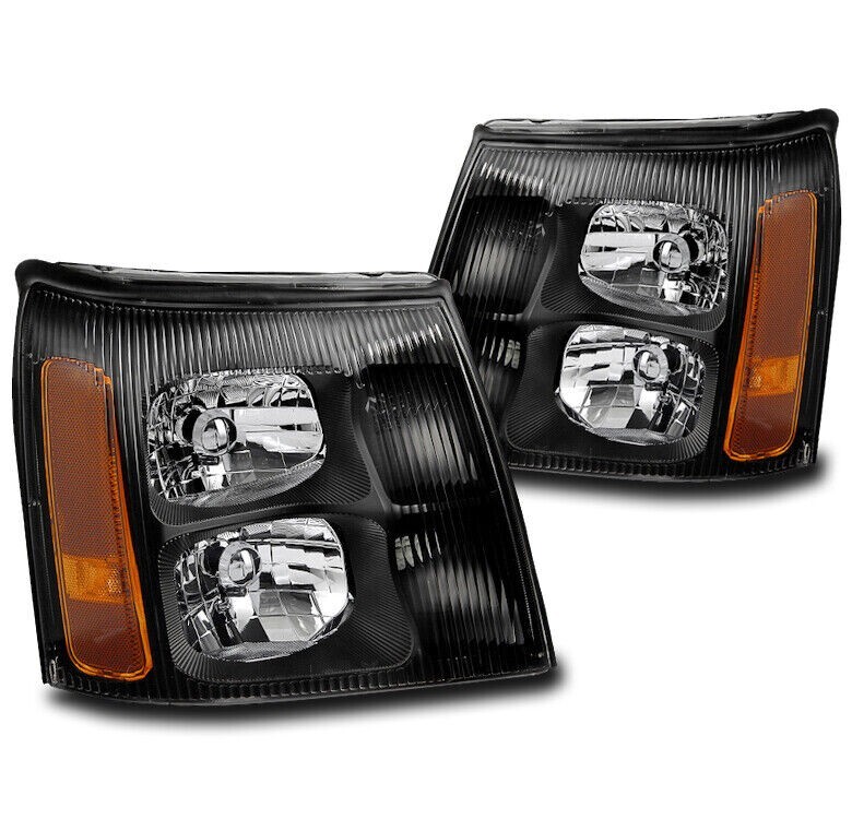 SAFARI COMPRESSION 2008 2009 PAIR BLACK HEADLIGHTS HEAD LIGHTS FRONT LAMPS RV