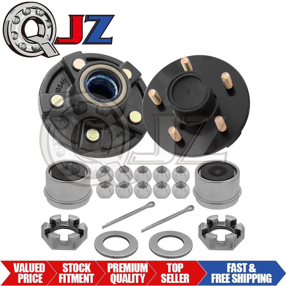 [2-Set] 3,500lb Trailer Axle Idler Kit 5 on 4.5″ Pre-Greased with Hardware