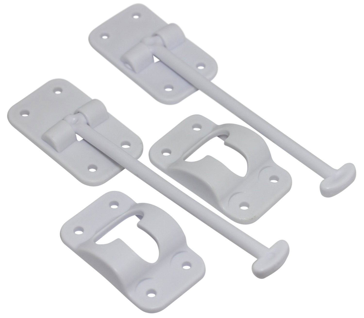 2 sets – 6″ T-Style Door Catch Latch Holder RV Camper Trailer Cargo Hatch White