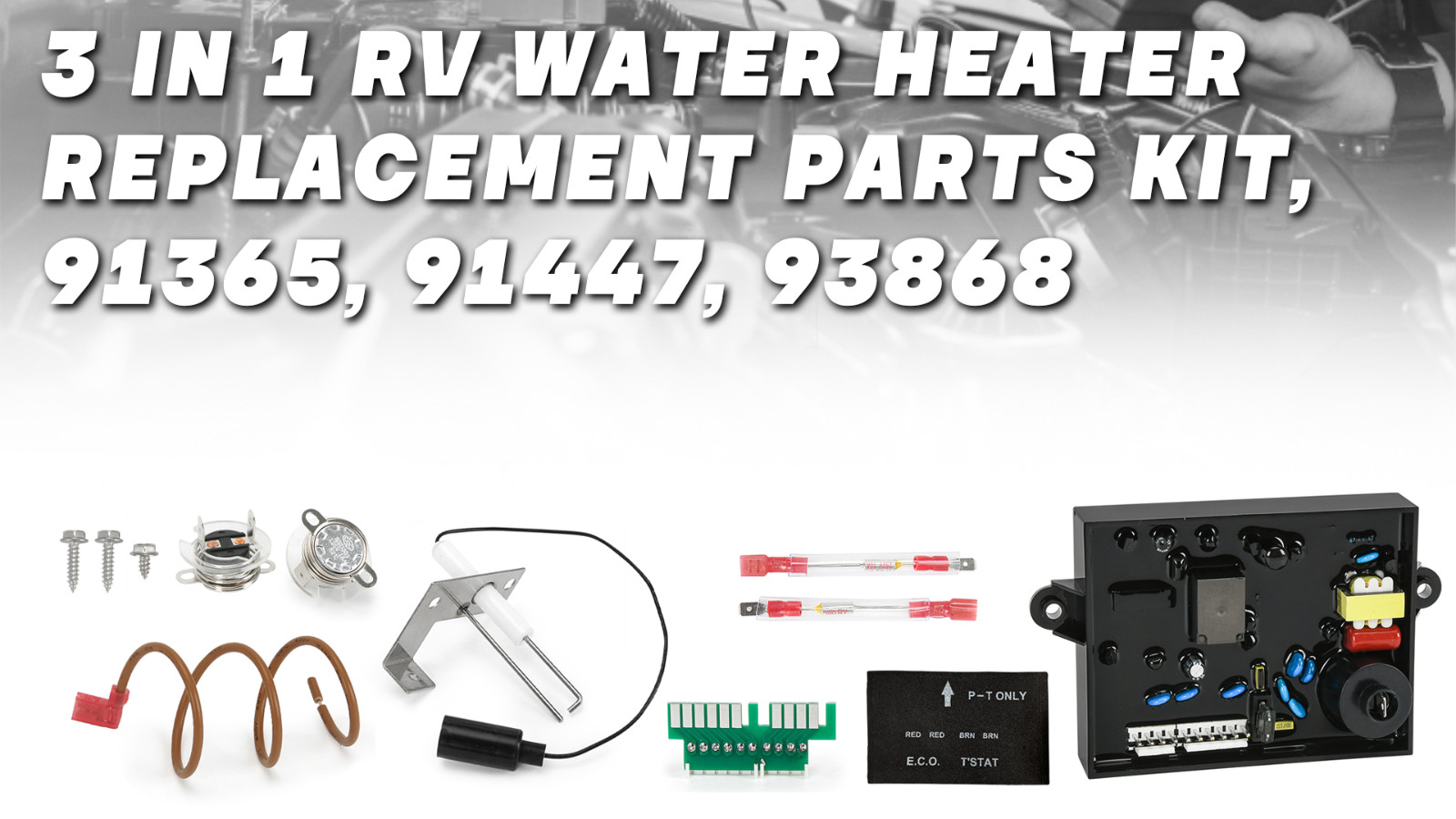 3-in-1 RV Water Heater Control Board Kit with Fuse, Thermal Cut Off & Spark Igni