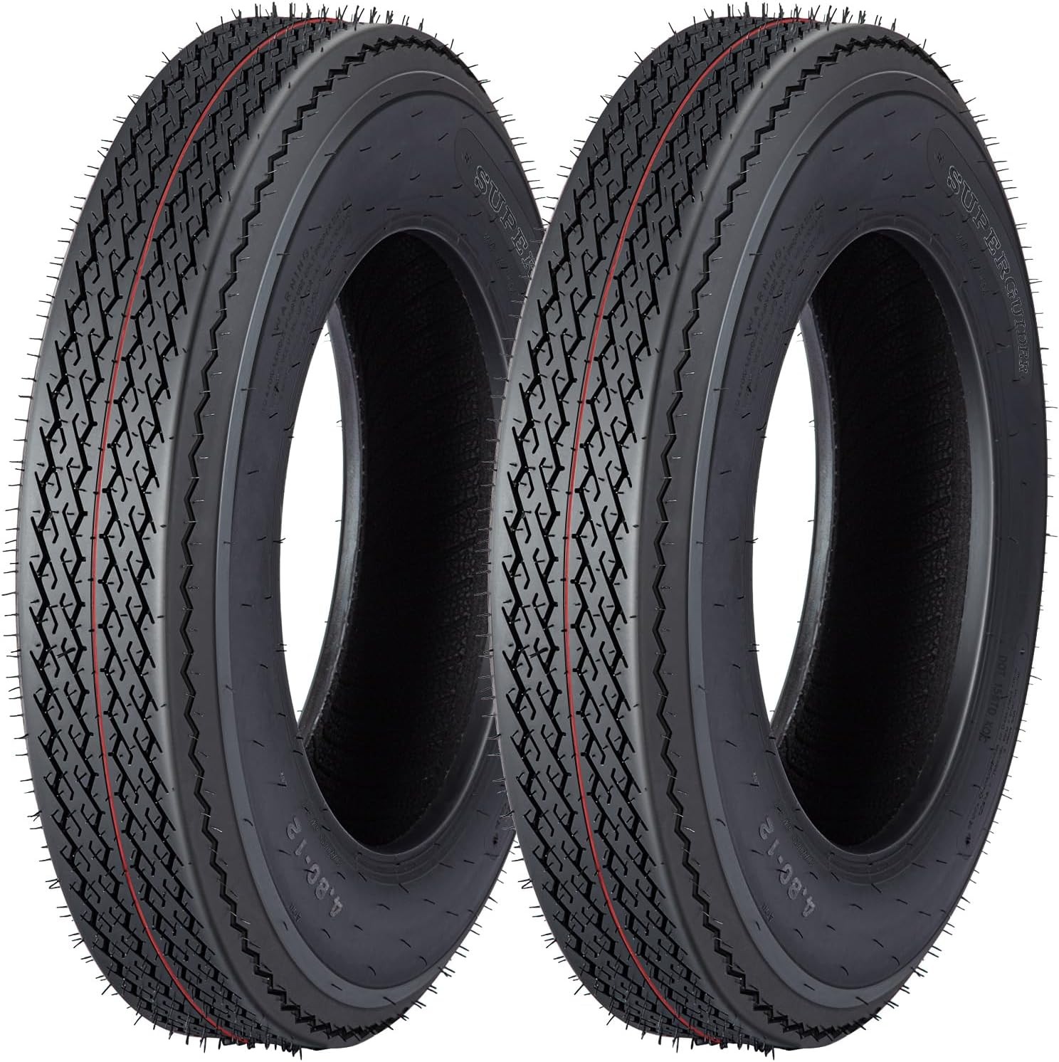 Set of 2 4.80-12 Trailer Tires 6PR Load Range c, Max Load 990 LBS 90 PSI, Noise-