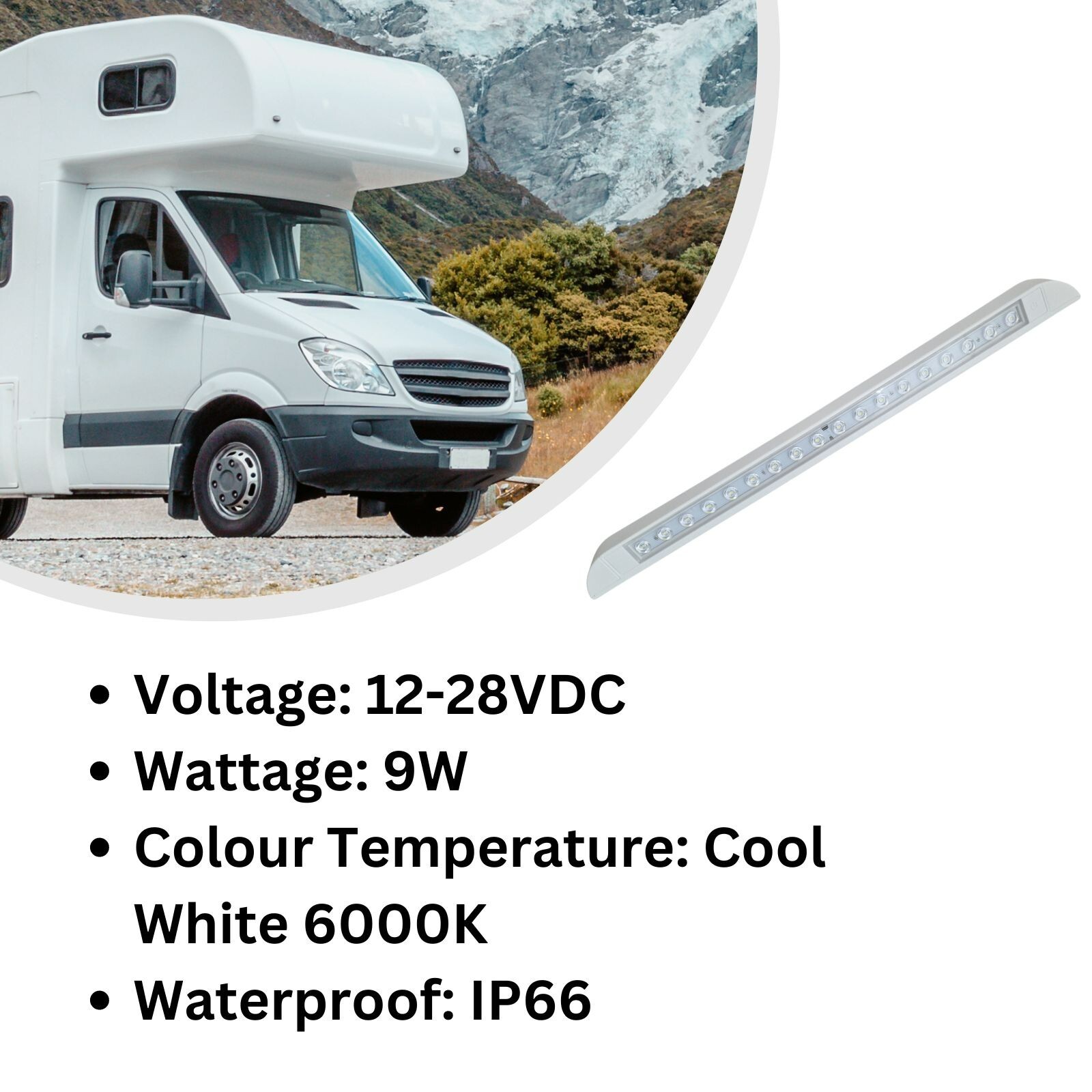 LED Awning Light 12V 24V White Waterproof Long Strip Lamp Caravan Motorhome Boat