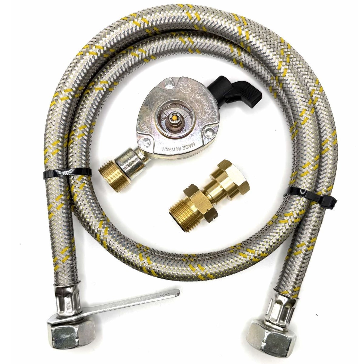 LPG 1.5 M Pipe, SWIVEL W20 RH Fitting And 22mm Clip On Type Gas Bottle Adapter