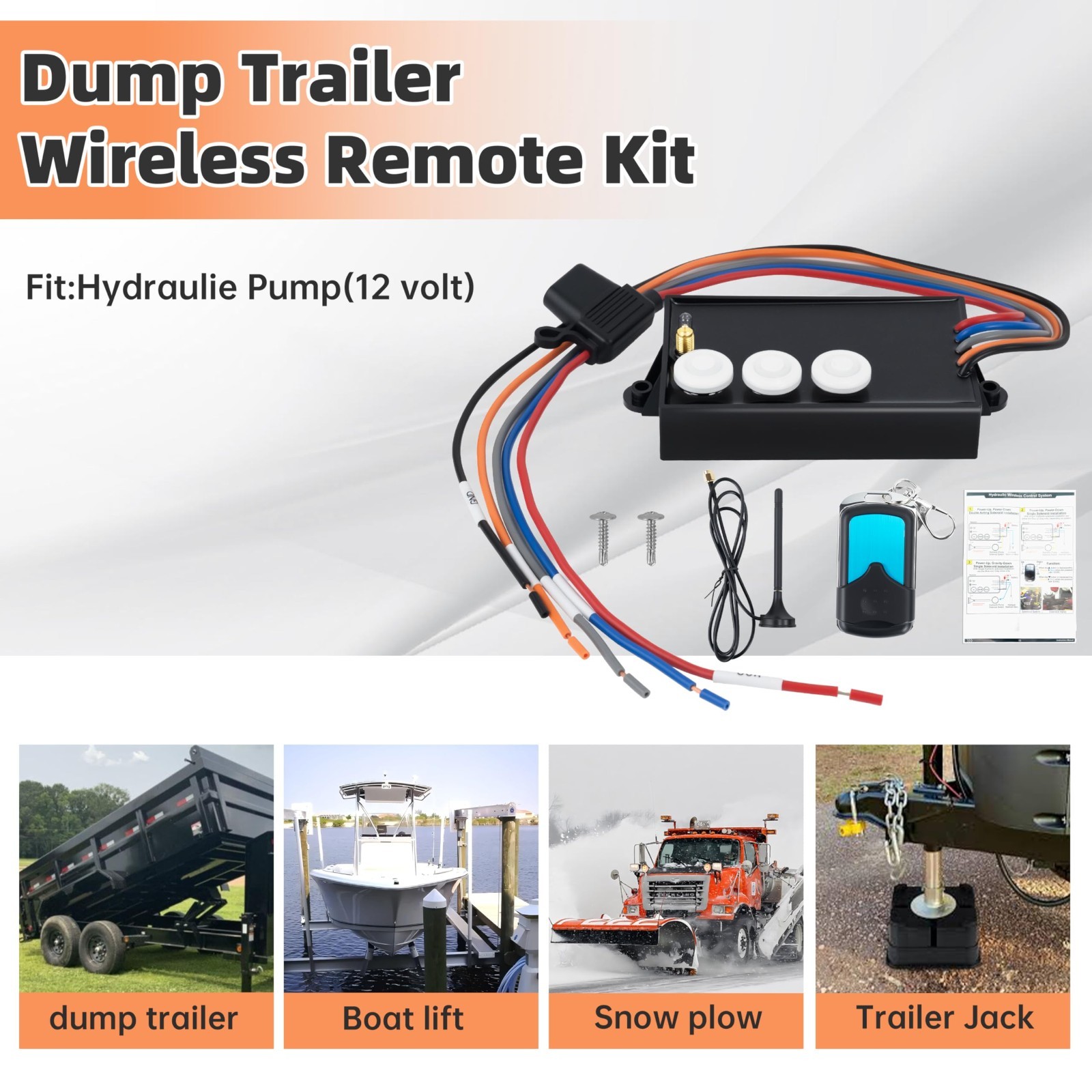 G3-H01 Dump Trailer Wireless Remote Control System Kit Hydraulic Lift Winch Tilt