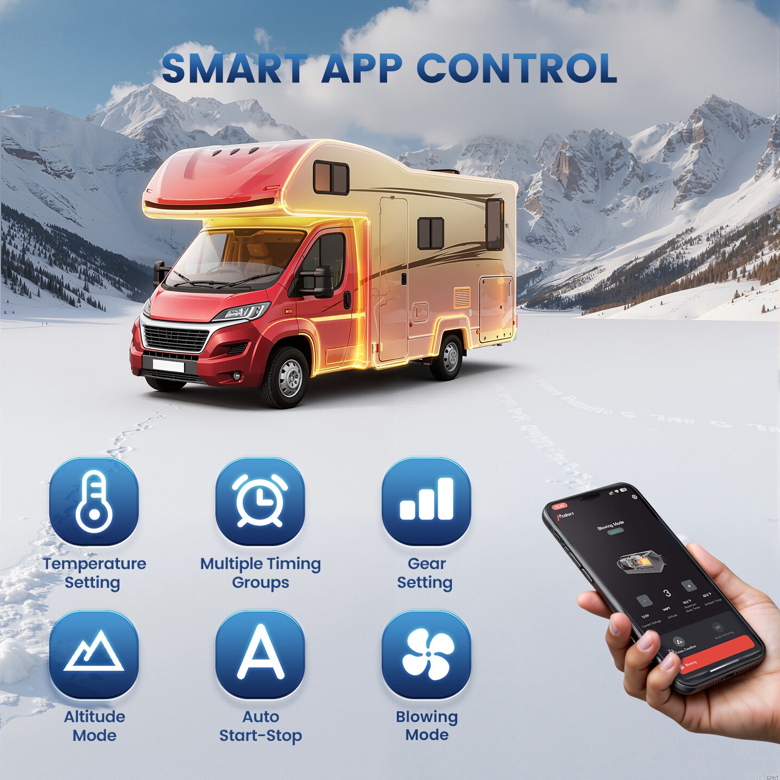 Hcalory 2KW/8KW bluetooth Remote Diesel Air Heater 12V 24V F/ Car Truck Van Boat