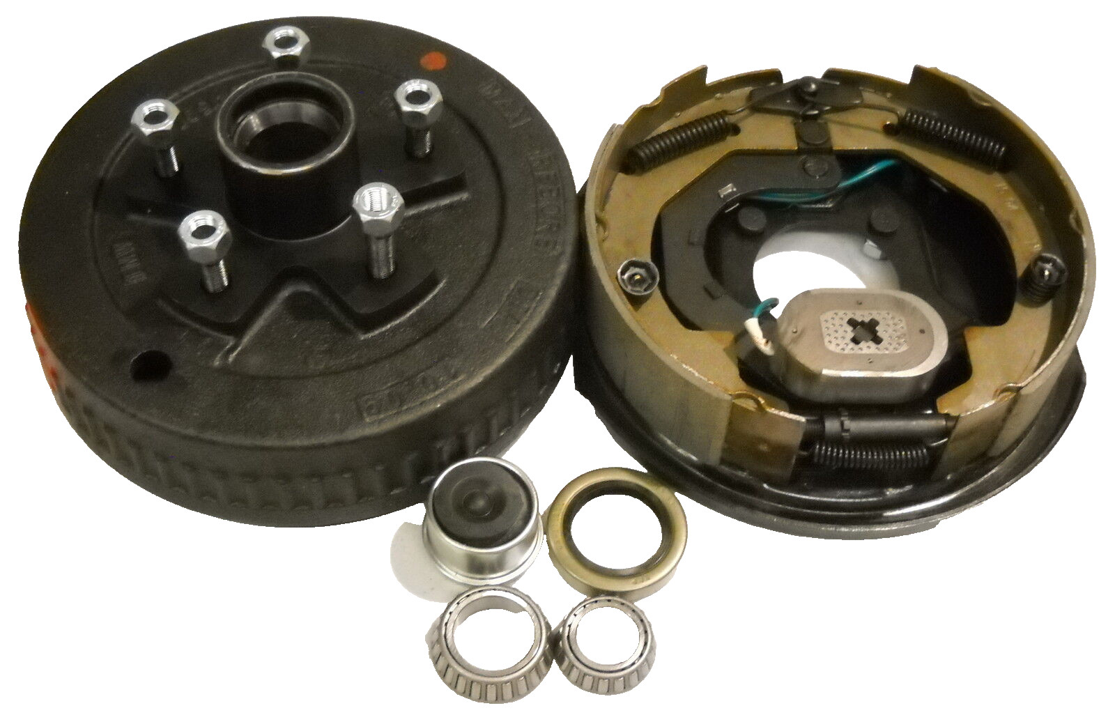 1- 5×5.0 5 lug 3500# Brake Drum With 10″ Left Hand Electric Backing Plate