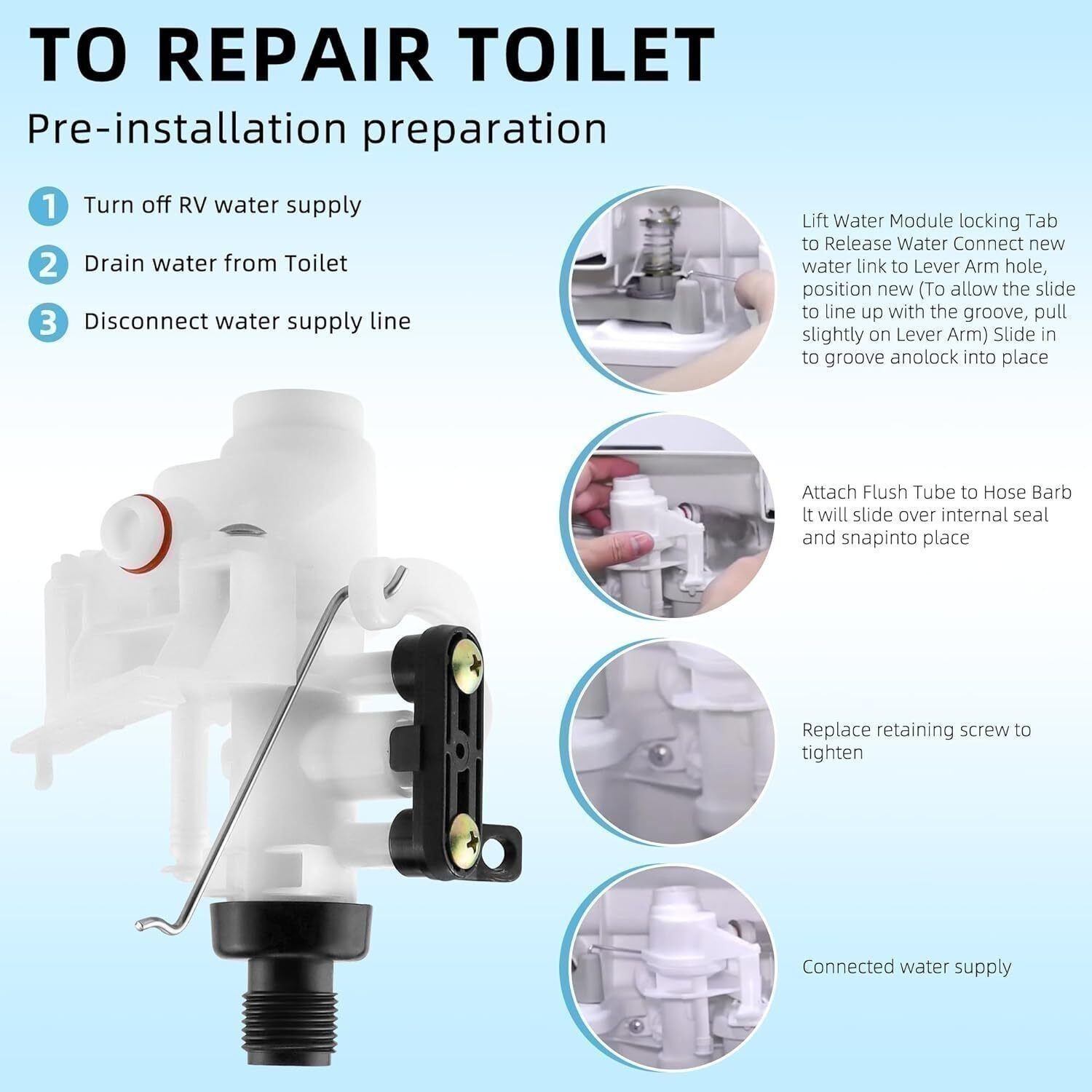 Leak Resistant Design RV Toilet Valve compatible with Thetford Aqua Magic Kit