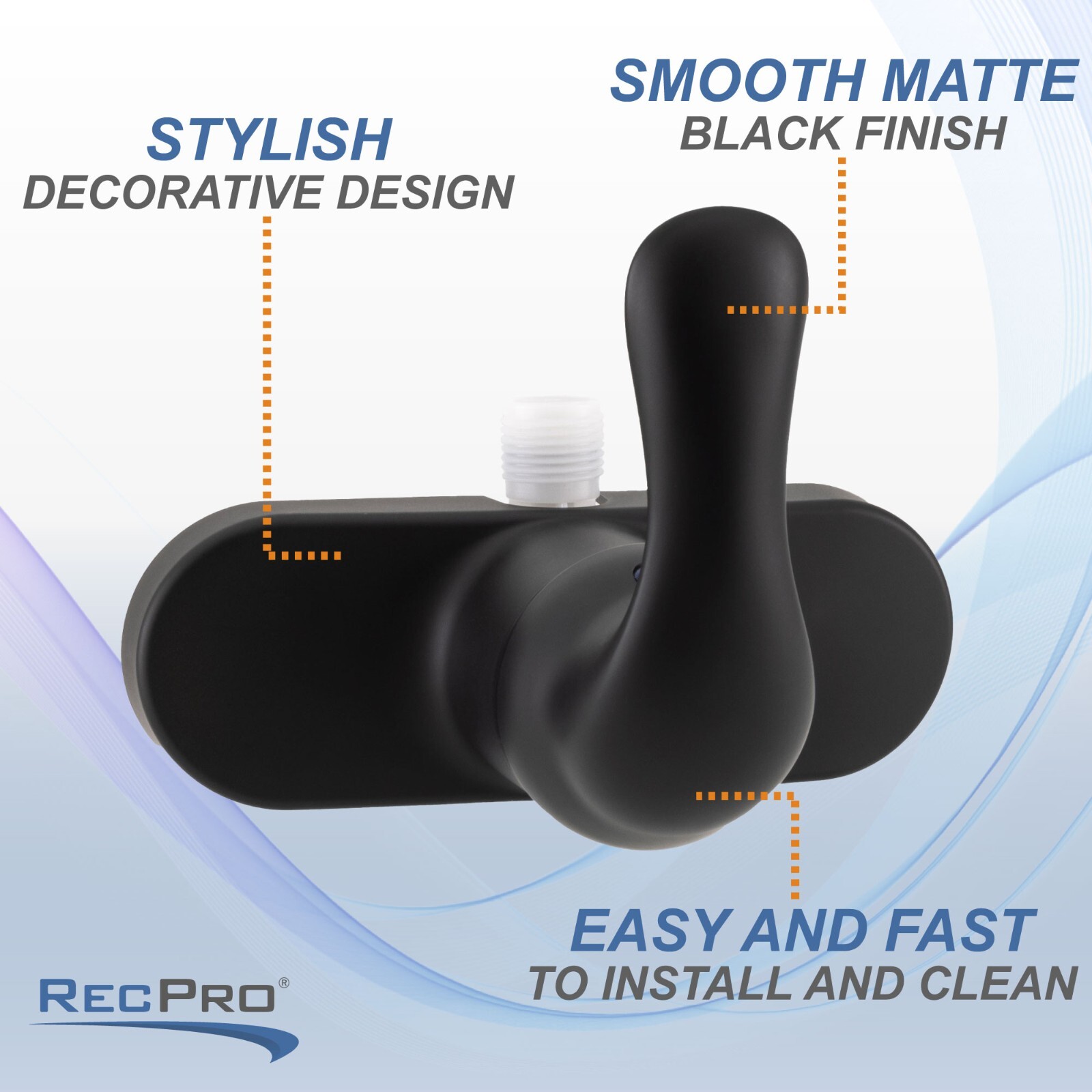 RecPro RV Shower Diverter Faucet with Single Lever | Matte Black