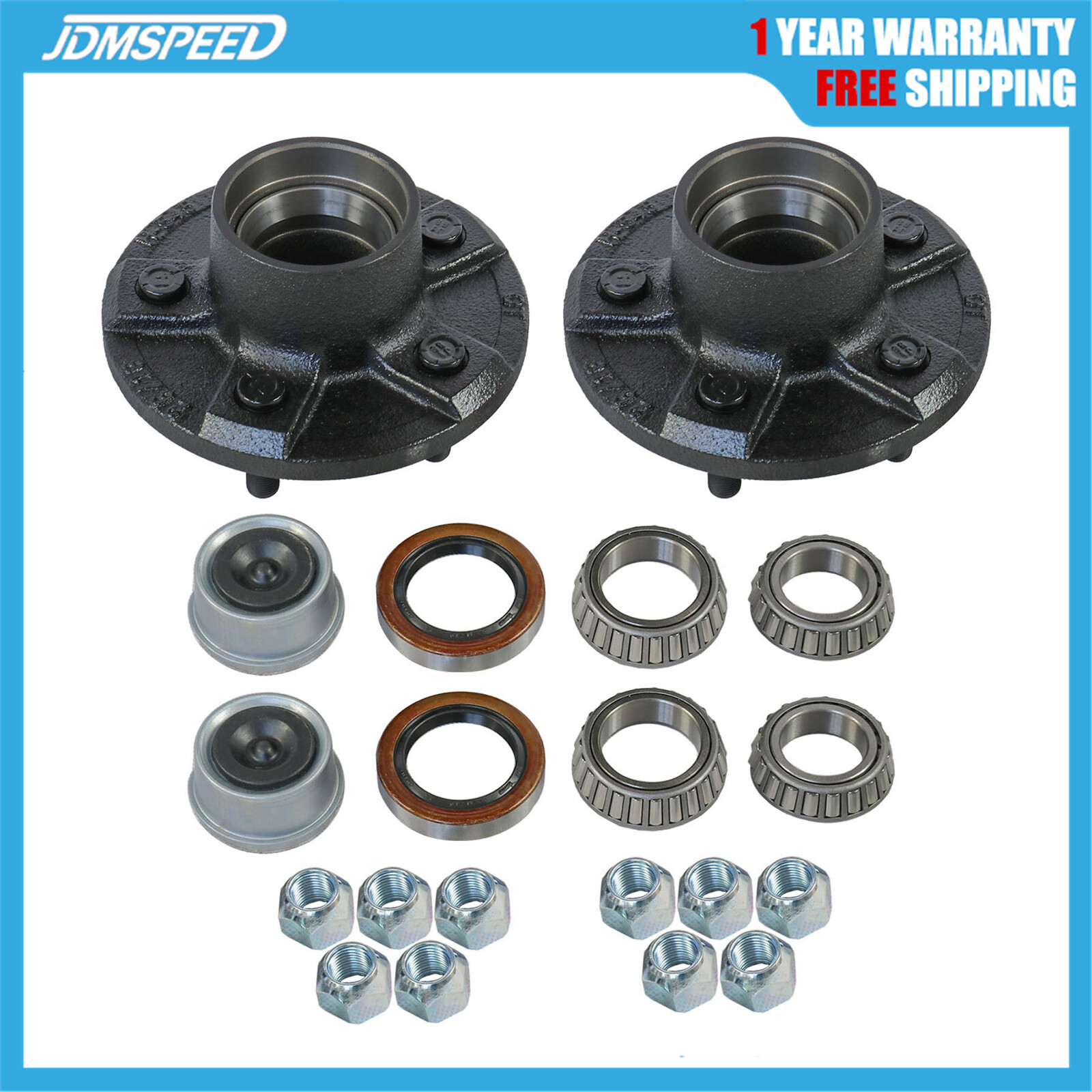 2 Trailer Idler Hub Kits 5 on 4.5 Fit 3500 lbs Axle 5×4.5 5 Lug Trailer Hub Kits