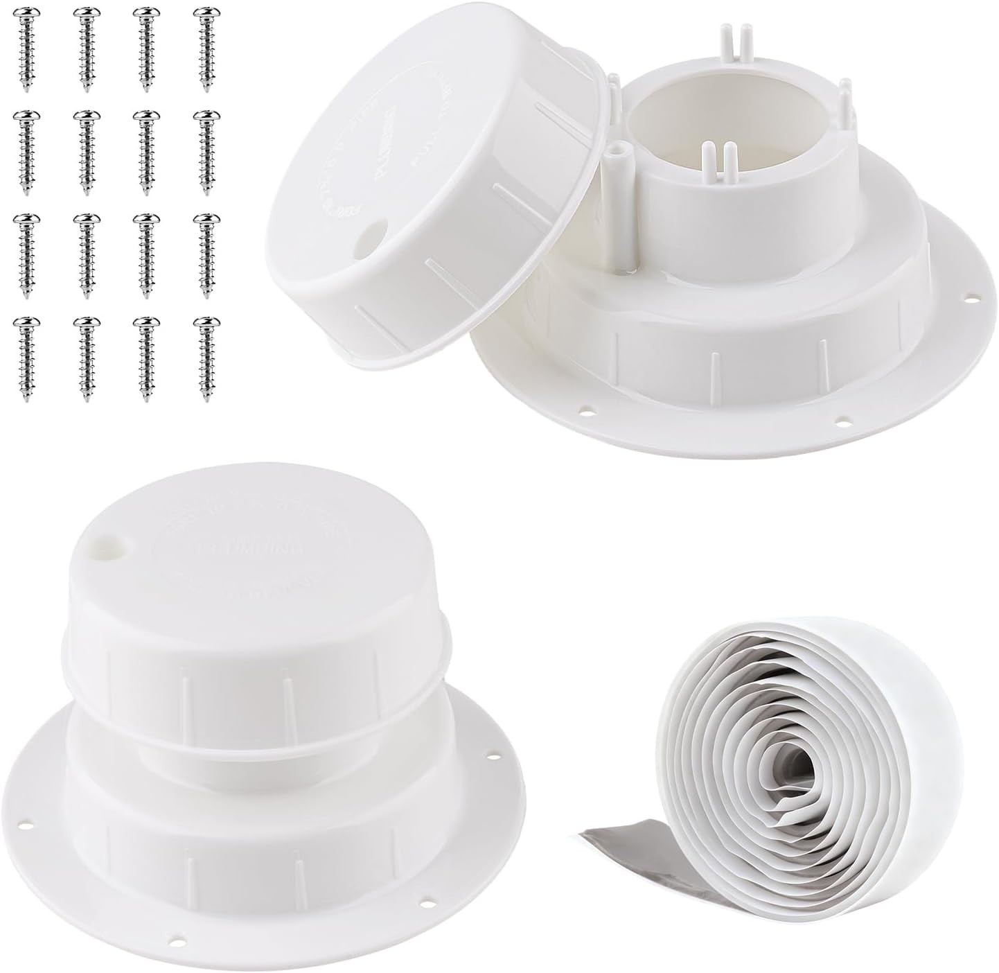 White RV Roof Vent Cover Kits with 2 Pack-Plastic