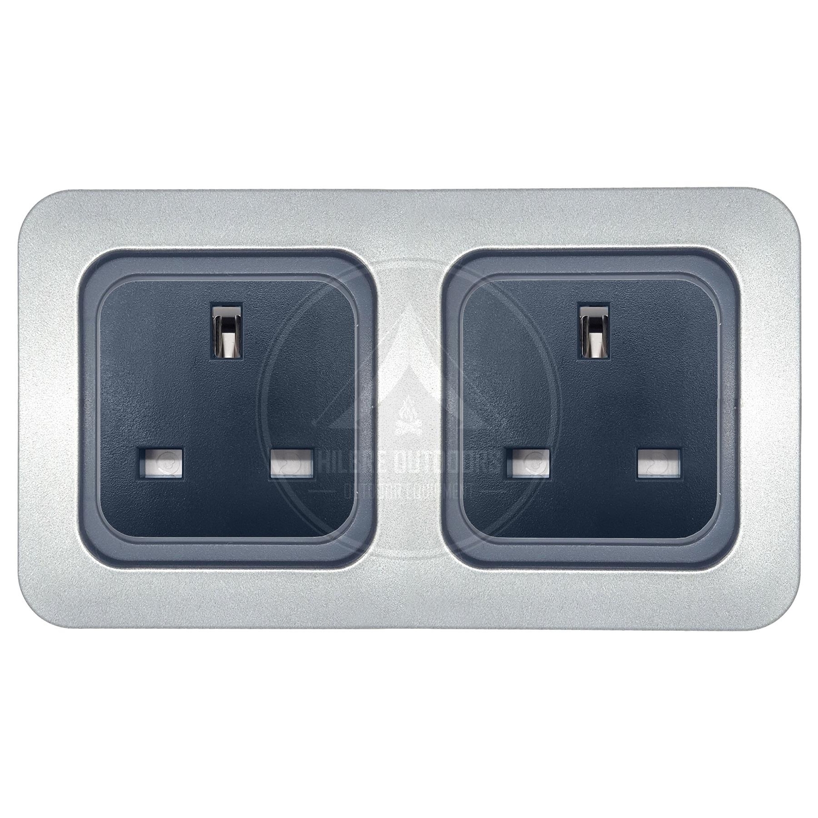 CBE 3 PIN UK PLUG SOCKET 230V 13A & CBE DOUBLE FRAME GUNMETAL CAMPERVAN CARAVAN