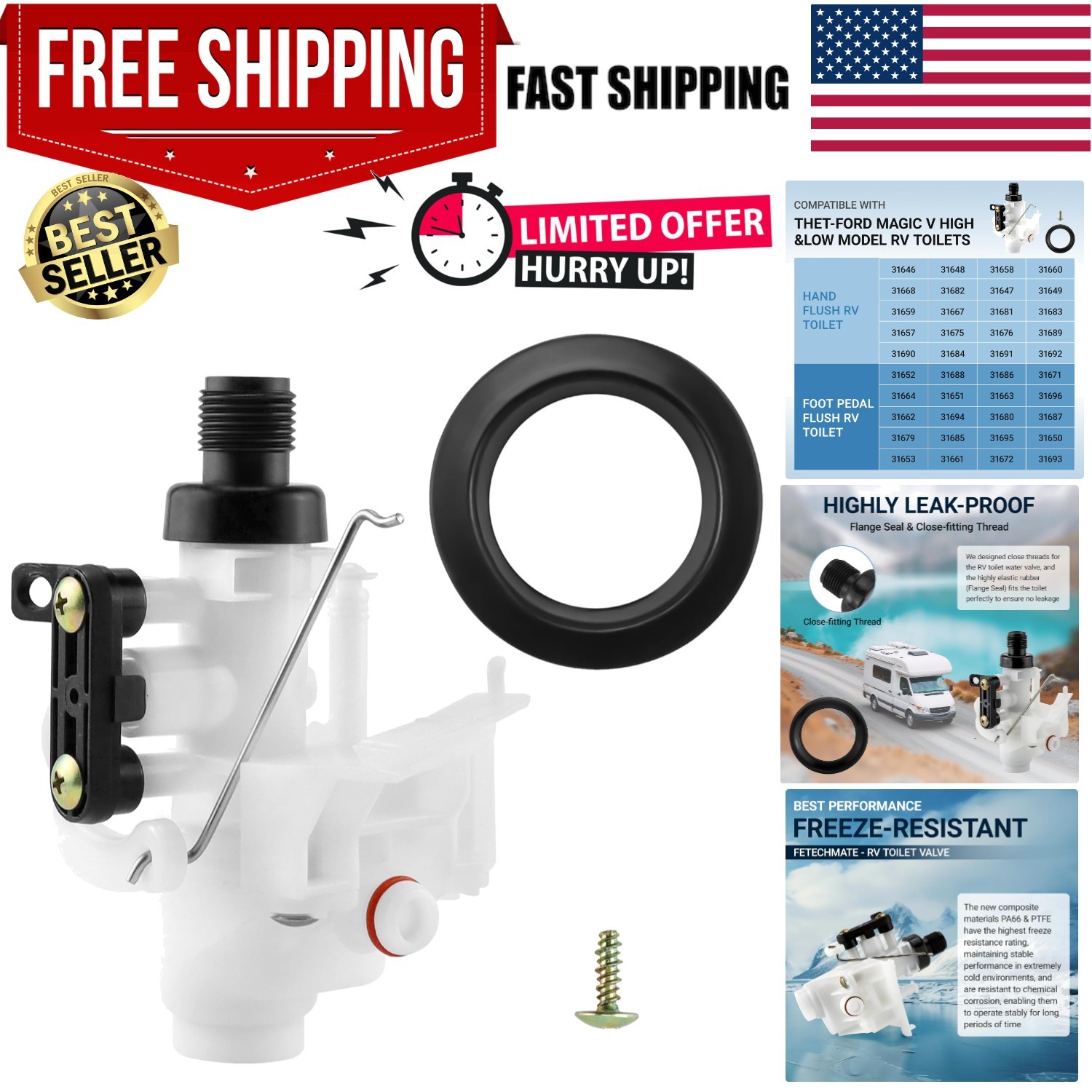 31653 31705 31688 31835 31687 Rv Toilet Valve Fit For Thetford Rv Toilet Partsle