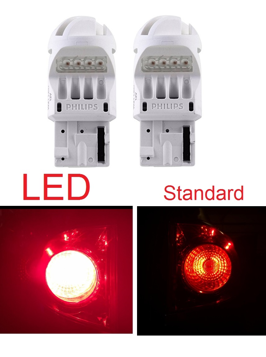 2x Philips 7440 Red Bright 6000K LED Lamp Turn Signal Tail Brake Stop Light Bulb