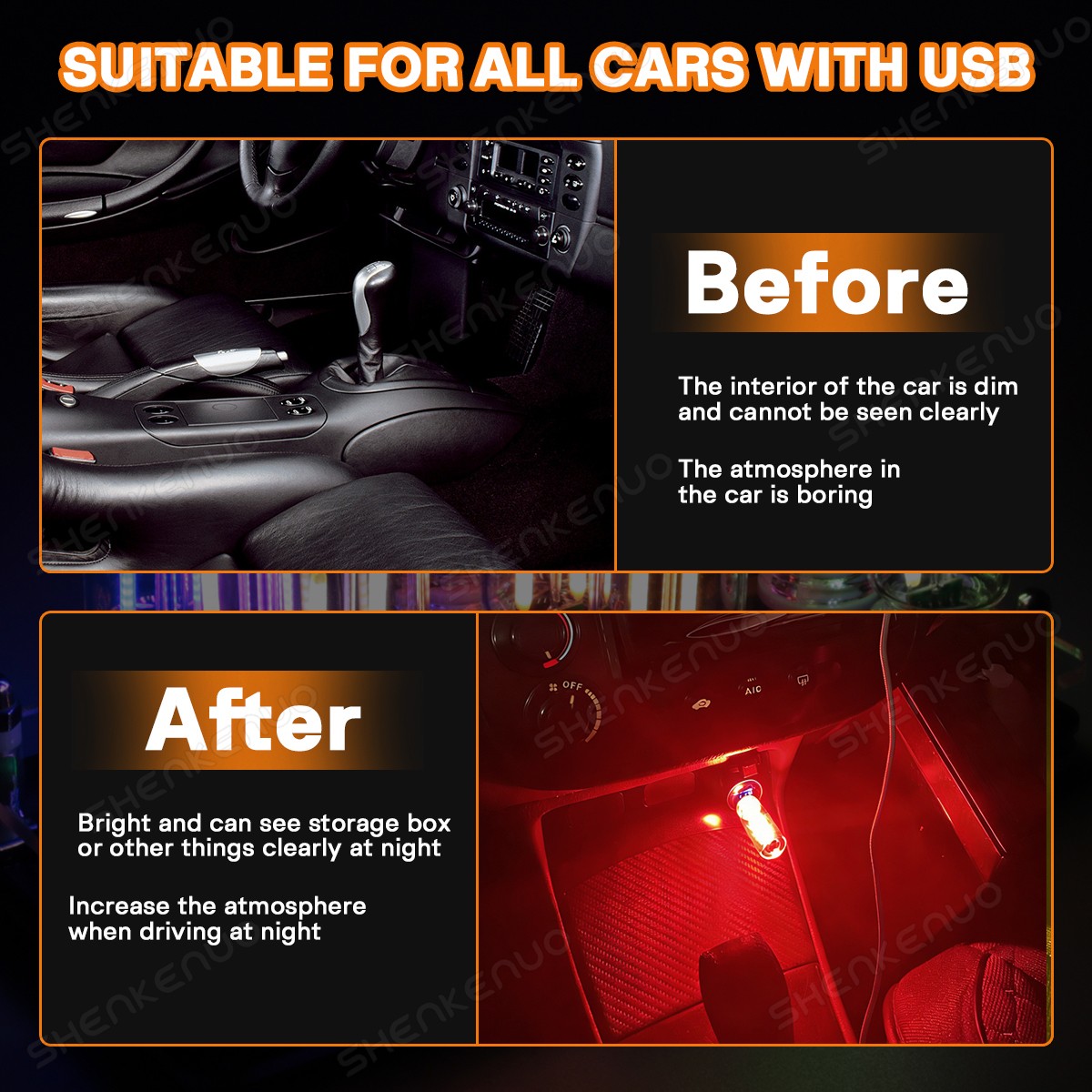 LED Night Light for Car Interior & Camping Mood Lamps 3 COLORS AVAILABLE 2pcs