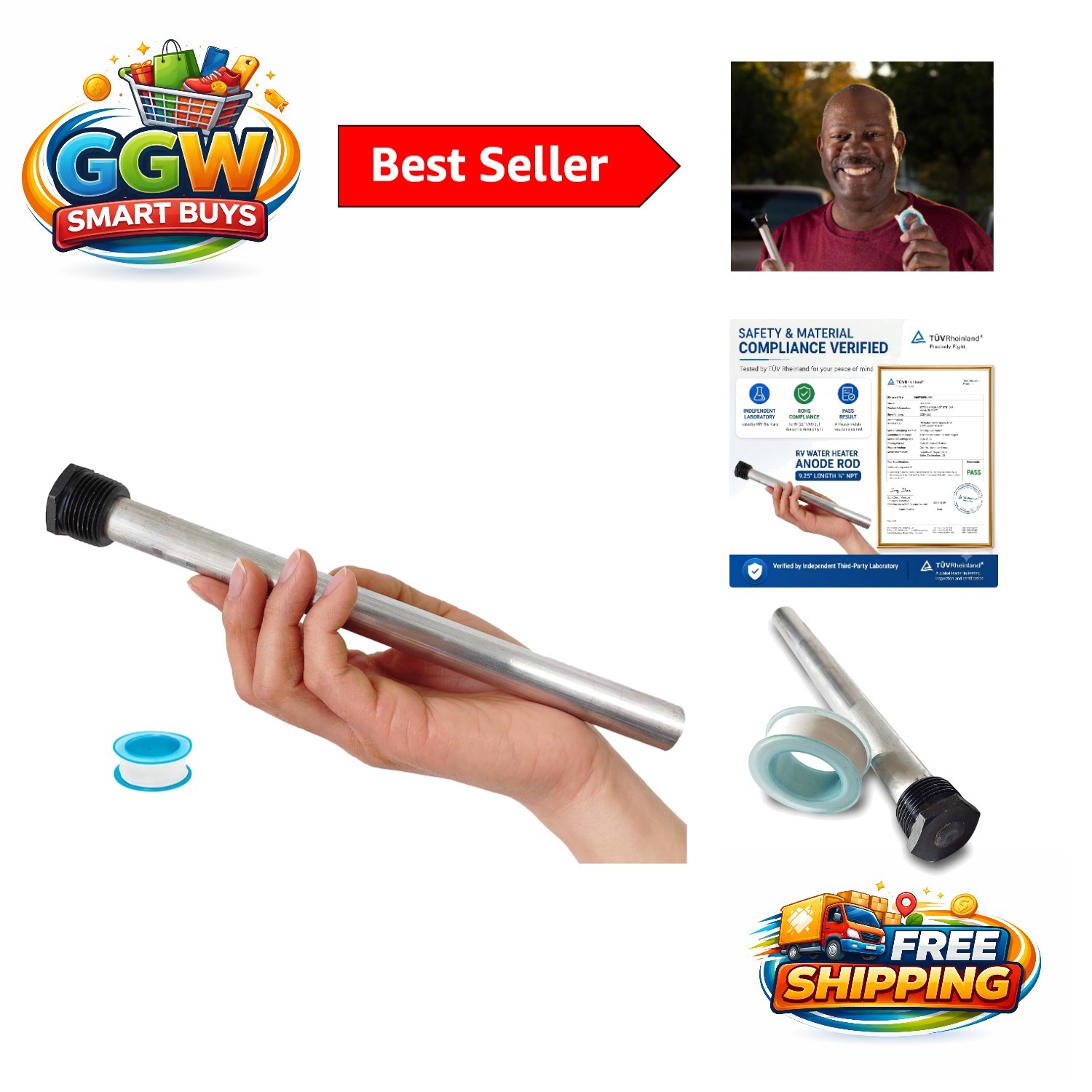 9.25″ Magnesium Anode Rod for Suburban Water Heaters – Easy DIY Installation