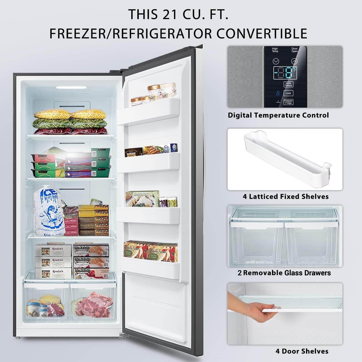 SMAD 21 cu.ft Freezer Upright Frost Free Upright Freezers with LED Display