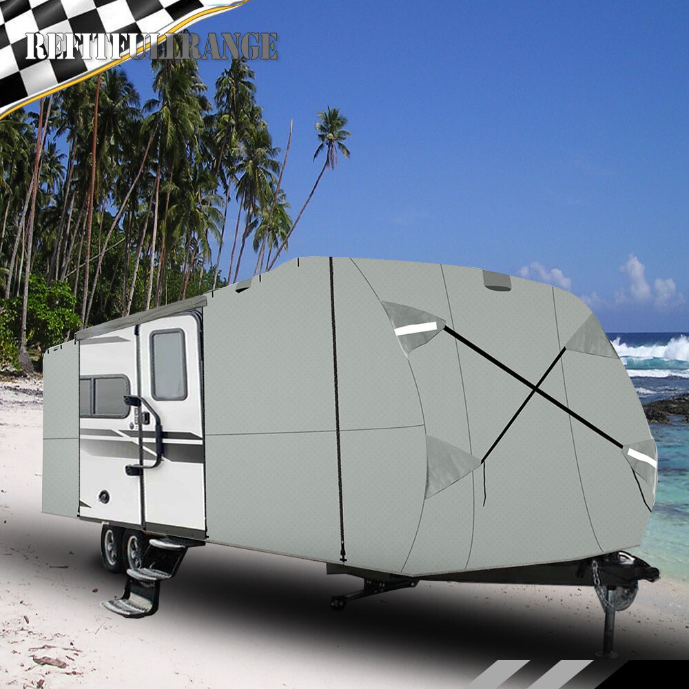 Non-Woven Fabric Travel Trailer RV Cover Windproof Anti-Dust For Camper 18′-33′