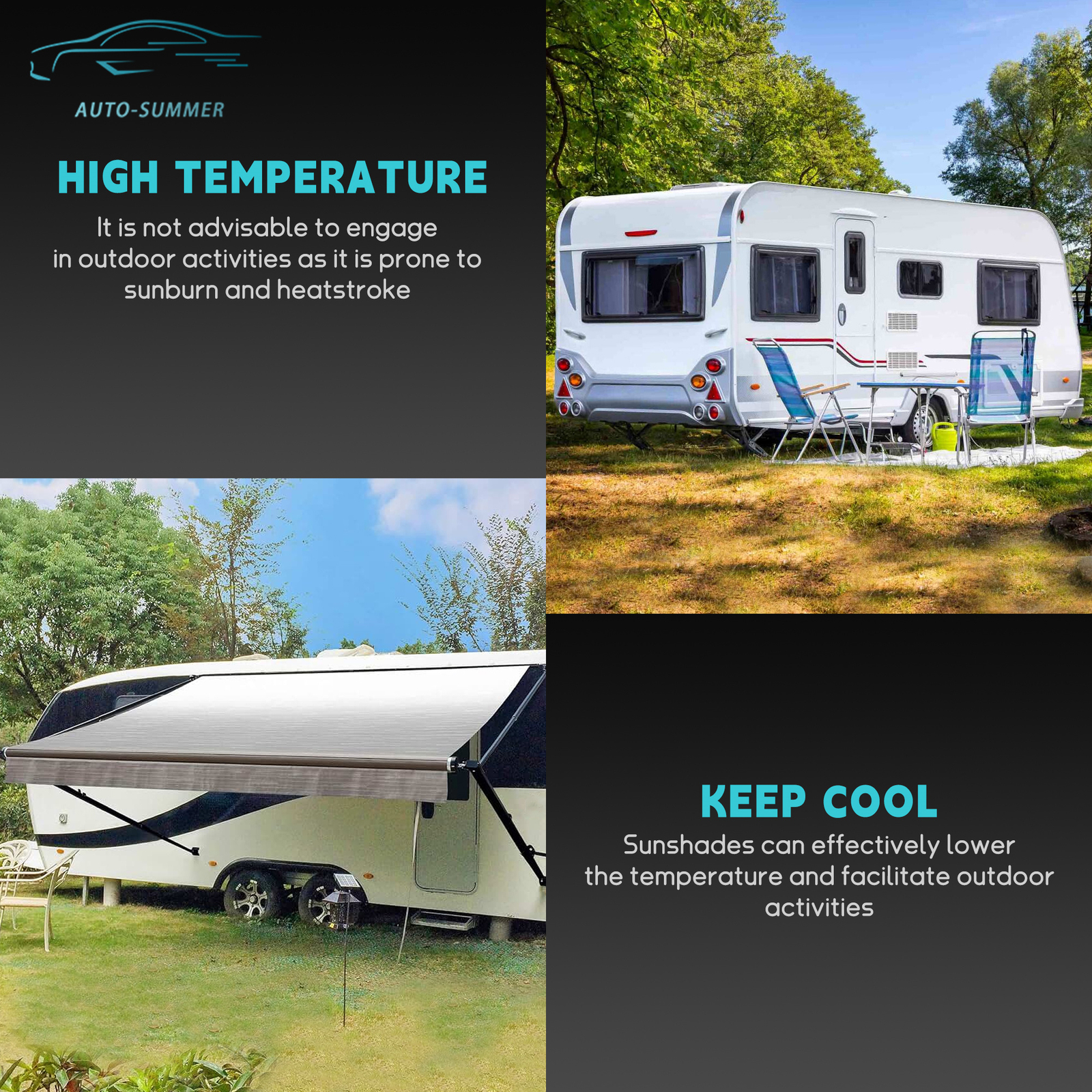 RV Awning Replacement Fabric Camper 9-20 Feet Weatherproof Vinyl Blue/Gray Fade