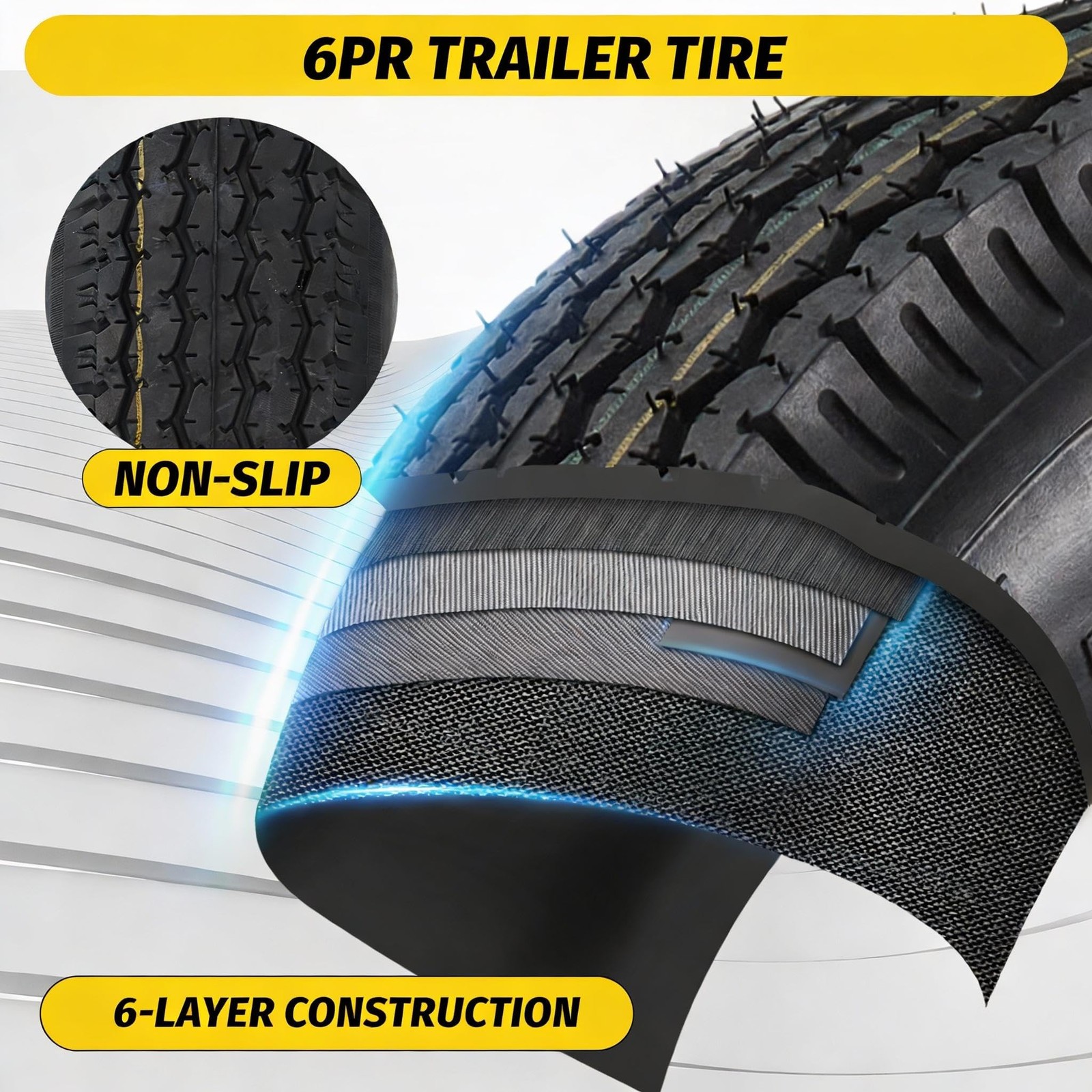 ?2 Pack Trailer Tire Wheel Assembly 4.80-8 6-Ply 5 Lugs on 4.5″ PCD Silver 8″ R