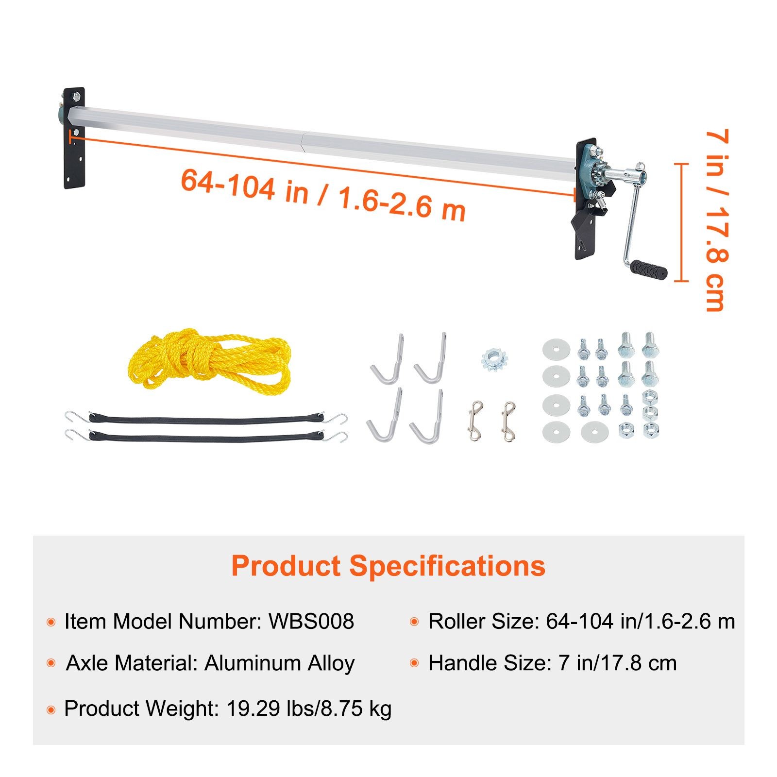Adjustable Aluminum Tarp Roller Kit 64-104in for Dump Trucks