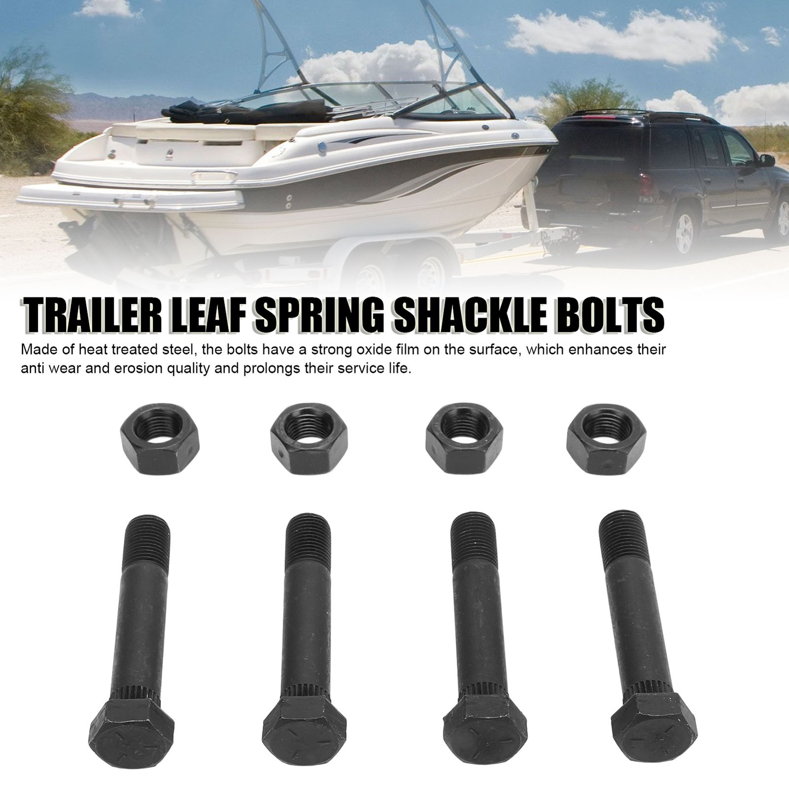 4pcs High Strength Trailer Leaf Spring Shackle Bolts For Trailer Attachment