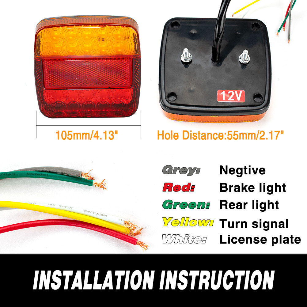 2x LED TRAILER LIGHTS LIGHT SQUARE TAIL STOP INDICATOR TRUCK LAMP UPGRADE KITS