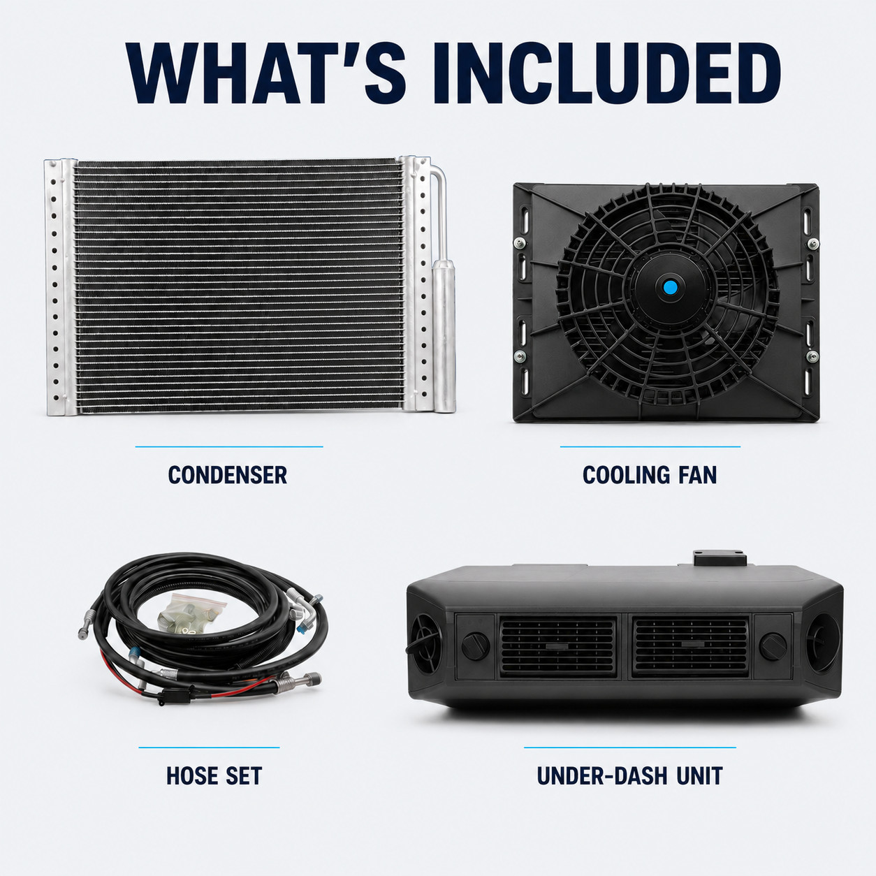 12V Universal Underdash Electric AC Cooling Only Kit for Car/Truck