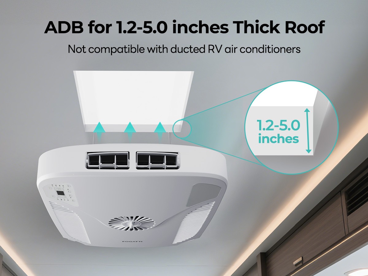 Fogatti Rooftop RV Air Conditioner 16K BTU Heat Pump InstaCool Ultra Non-Ducted