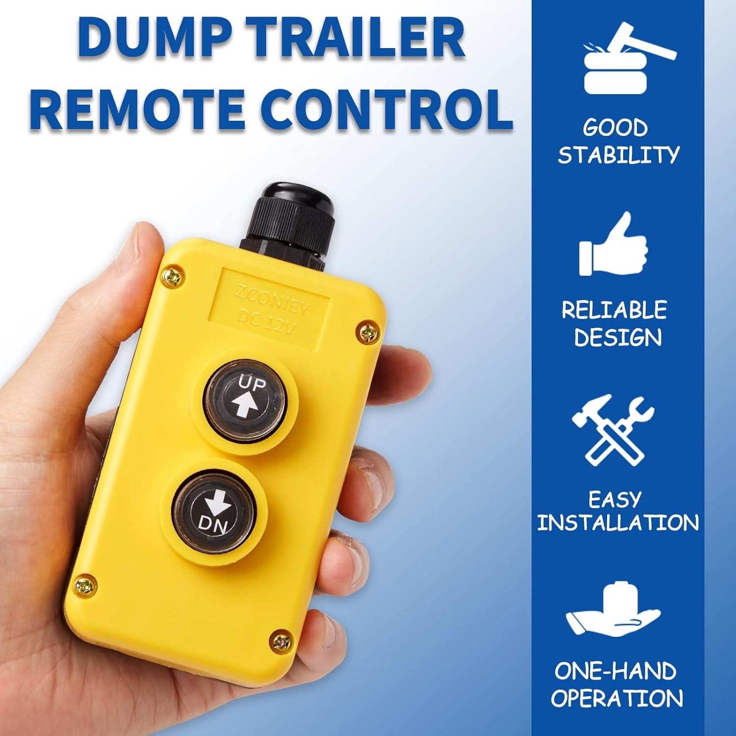 Dump Trailer Remote Control Switch 12V DC Hydraulic Pump Up Down 2-Way