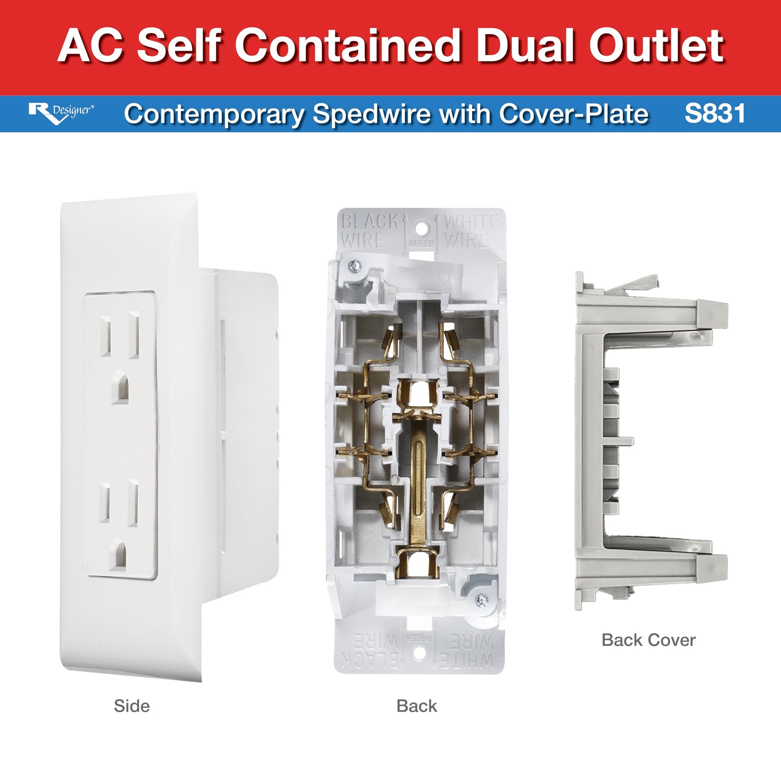 Dual AC Outlet for RV – Self-Contained Electrical Socket 125V UL Listed