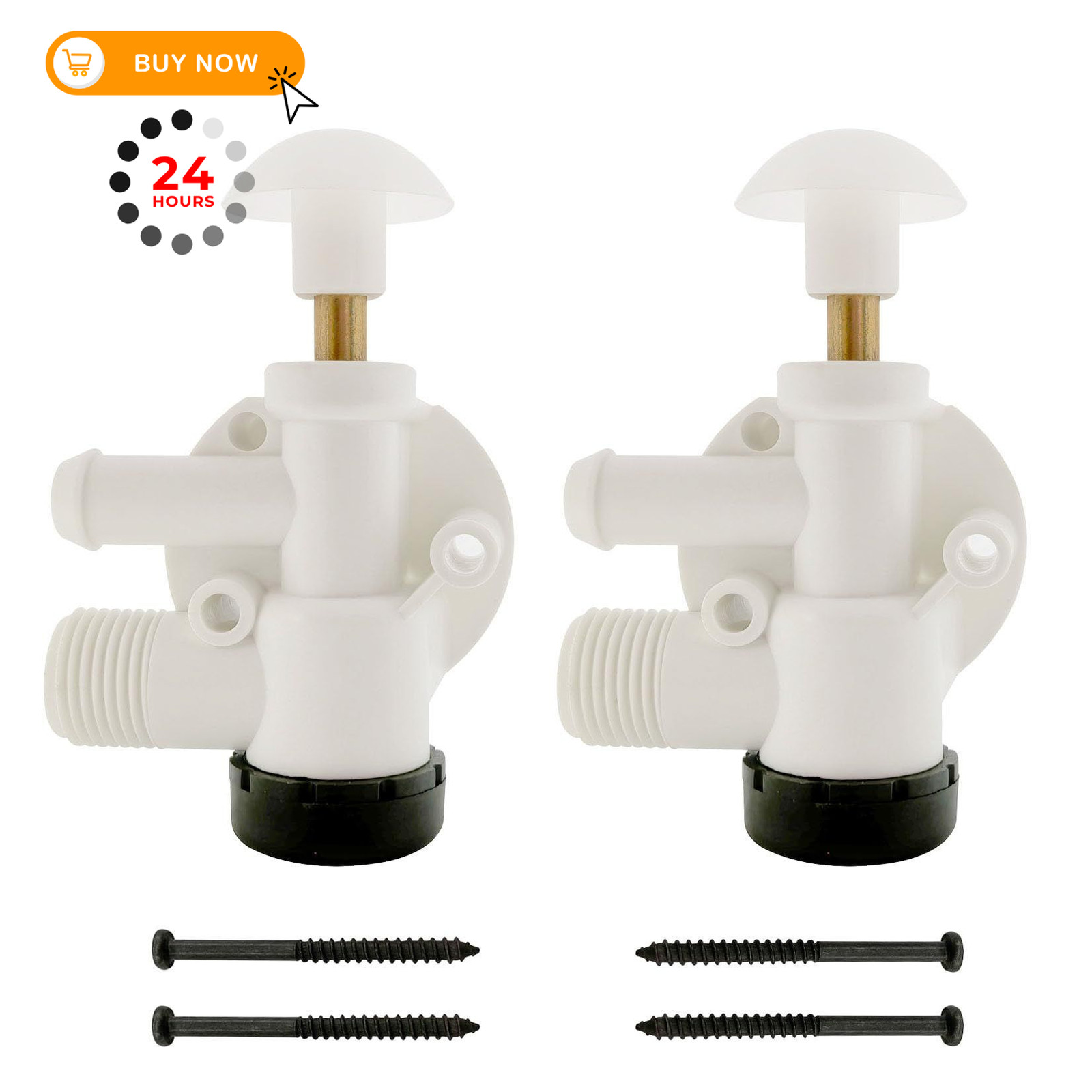 2-PACK RV Toilet Water Valve 385314349, Fix Leaks & 12.17 cubic inches, White