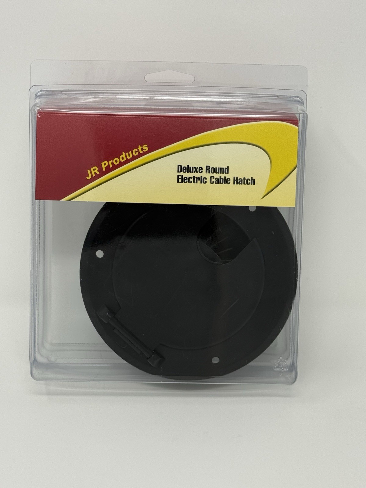 JR Products 541-3-A Black Deluxe Round Electric Cable Hatch with Back