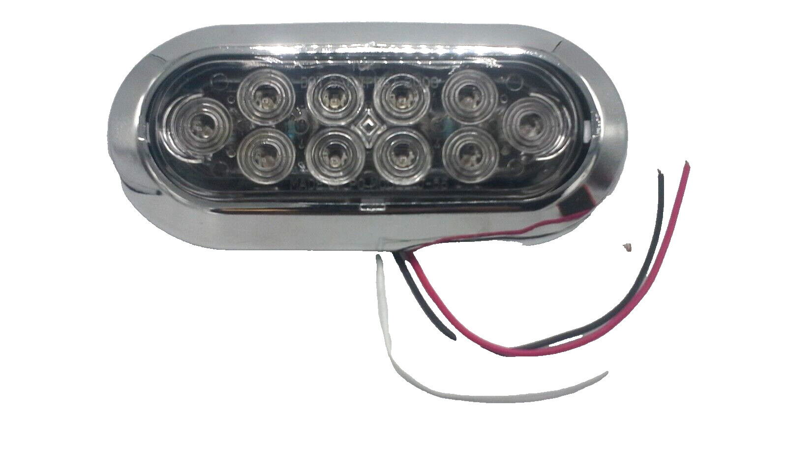 6″ Oval Flange Mount 10 LED Clear Lens Red Truck Trailer Light w/bezel