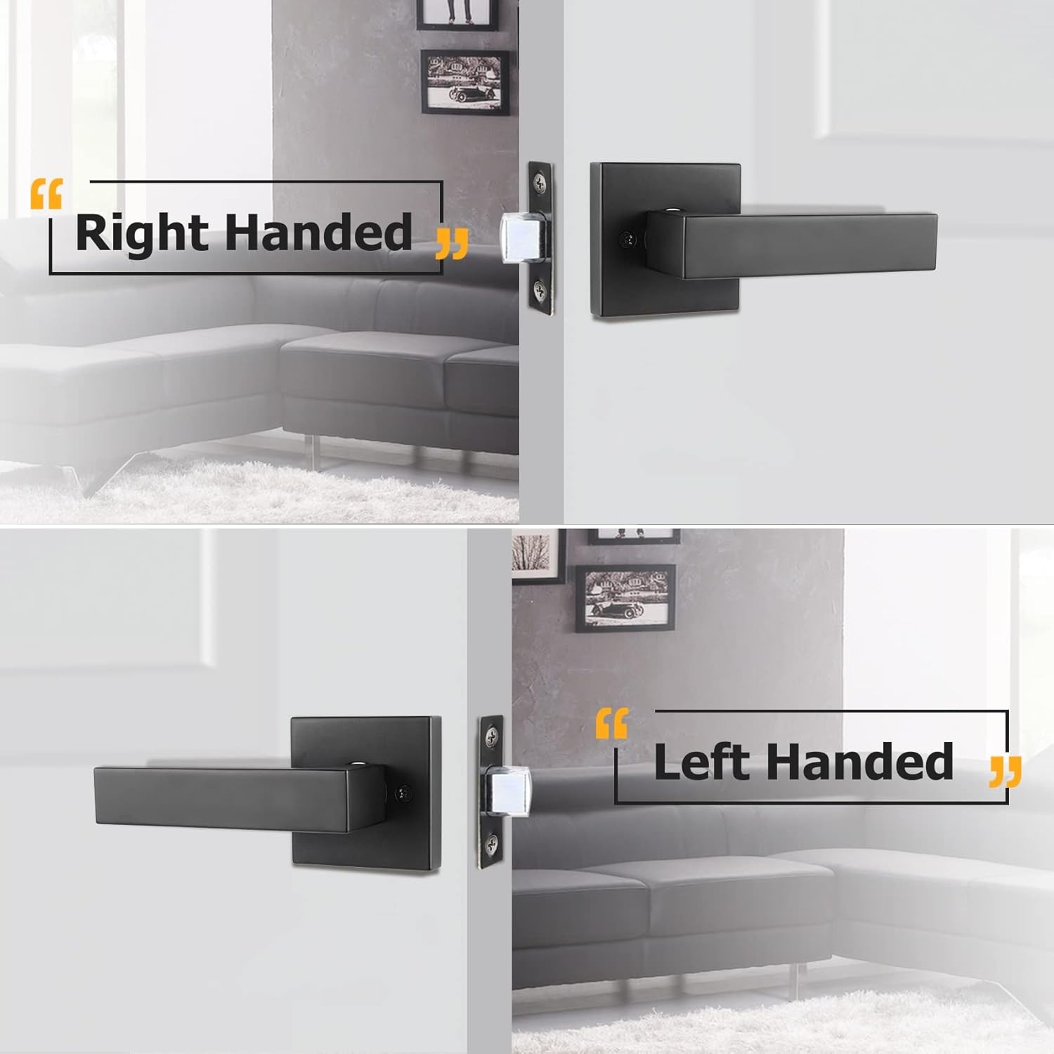 Azdele Matte Black Front Door Handle Set with front door handle black