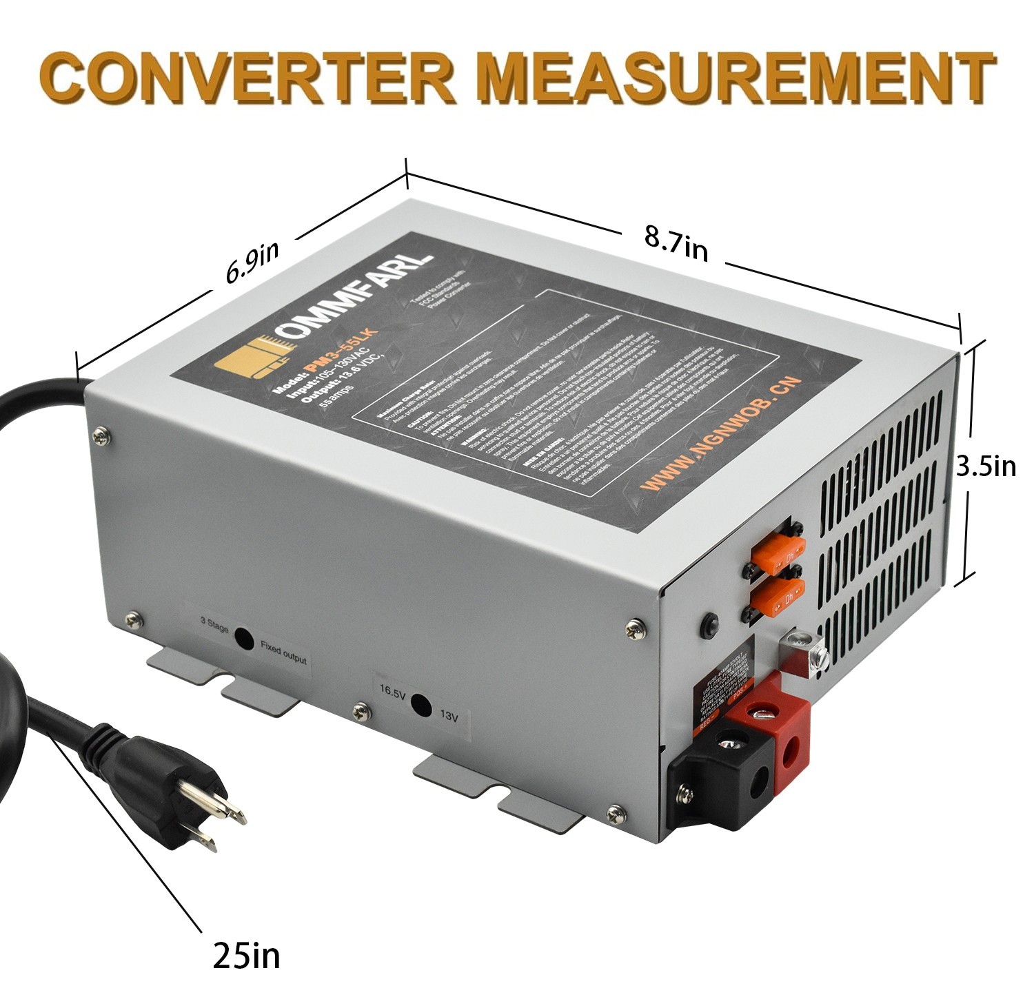 PM3-55 power Converter 55 amp battery charger for Camper,RV. 110v ac to 12v dc