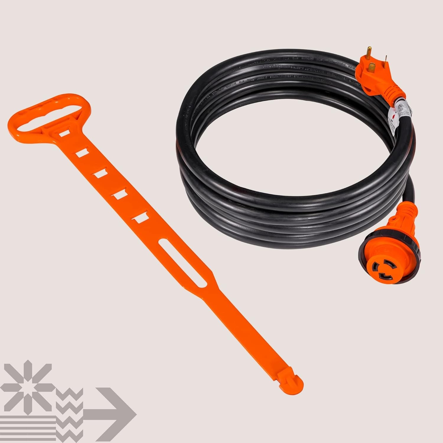 True Mods 15 ft 125V 30 Amp RV Shore Power Extension Cord [NEMA TT-30P L5-30R]